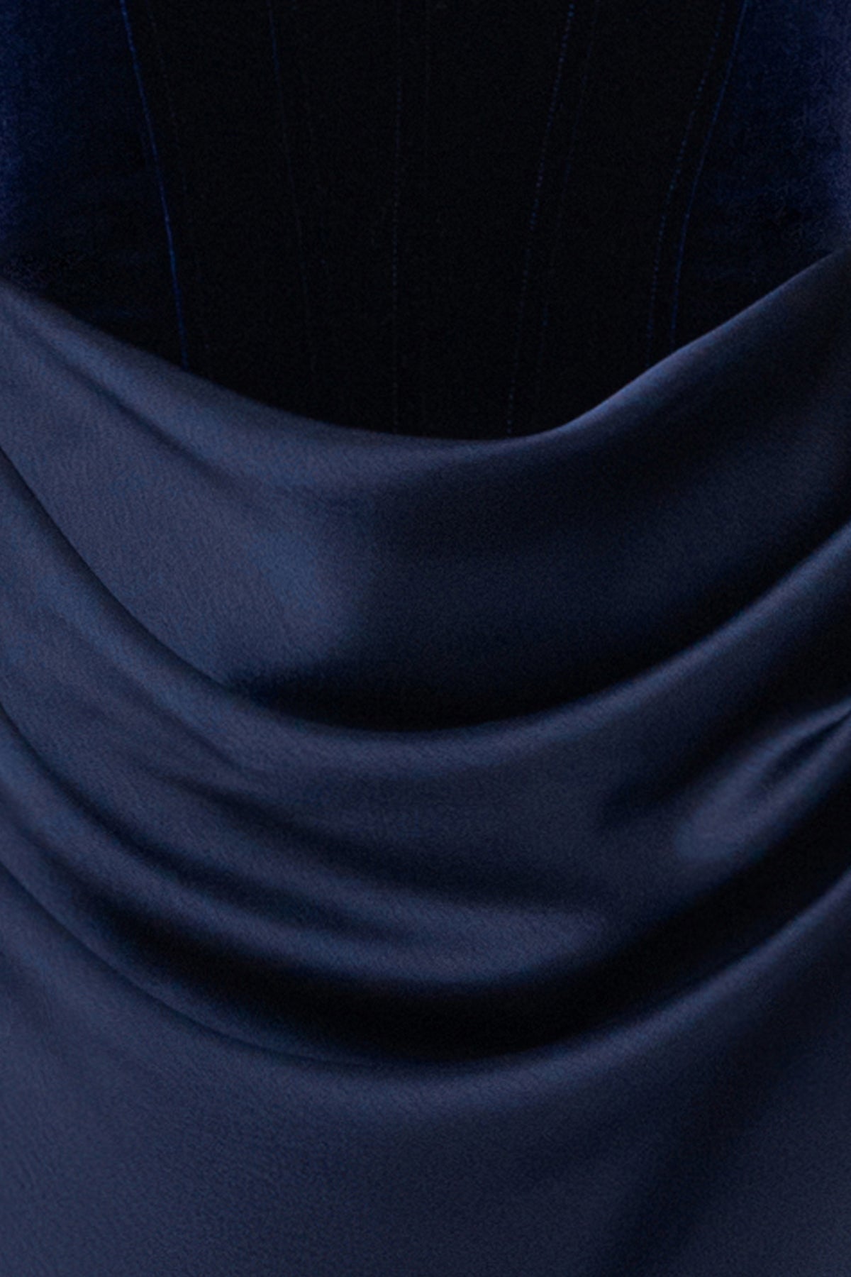 "Lynn" Velvet & Satin Strapless Gown