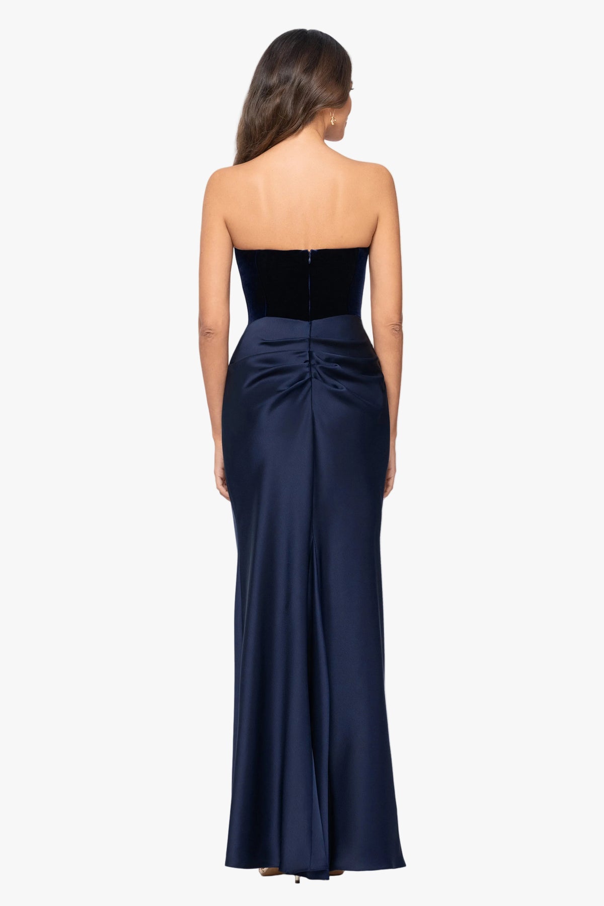 "Lynn" Velvet & Satin Strapless Gown