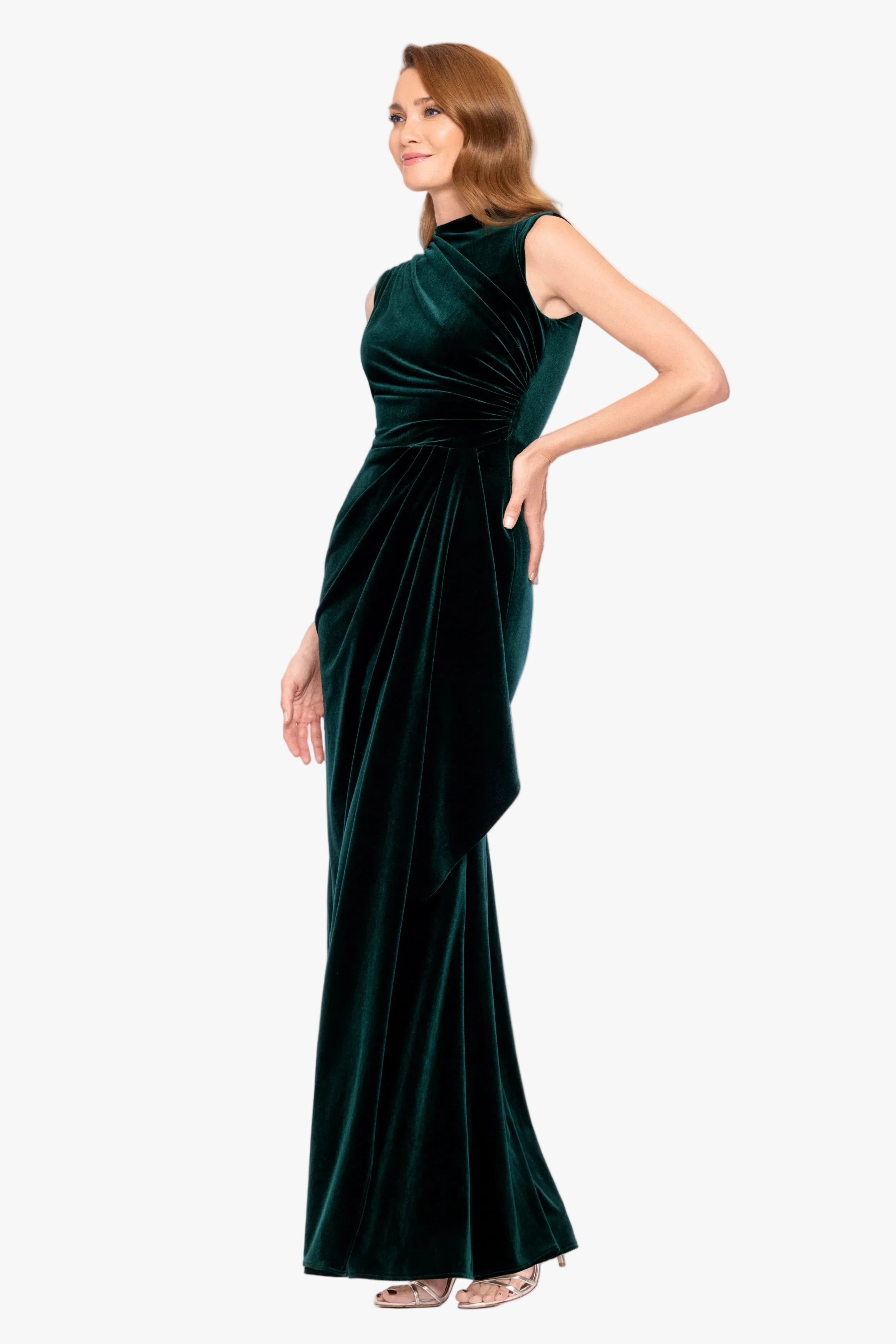 "Cherie" Velvet Side Ruched Dress