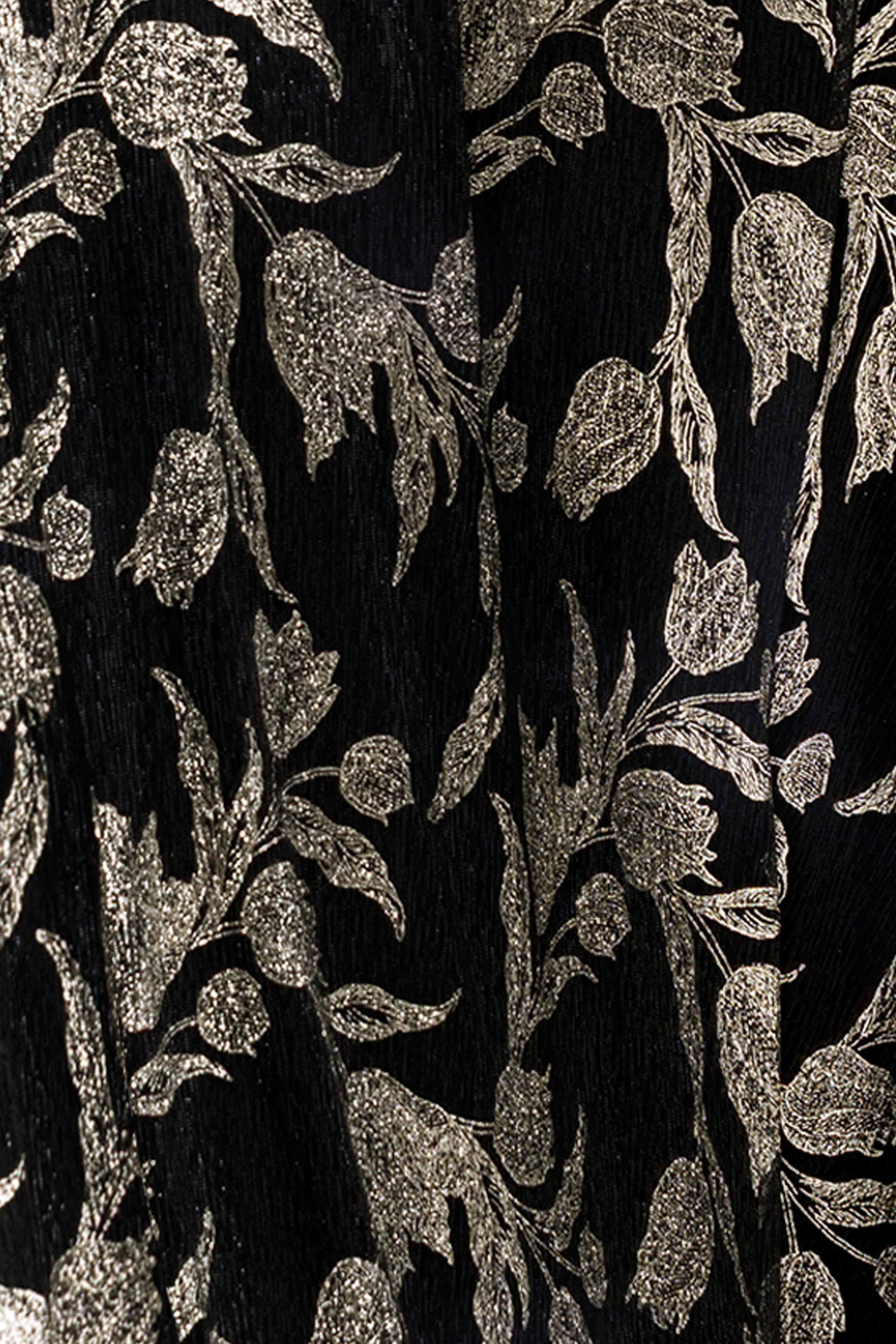 Plus "Shayna" Metallic Foil Print Long Sleeve Floor Length Dress