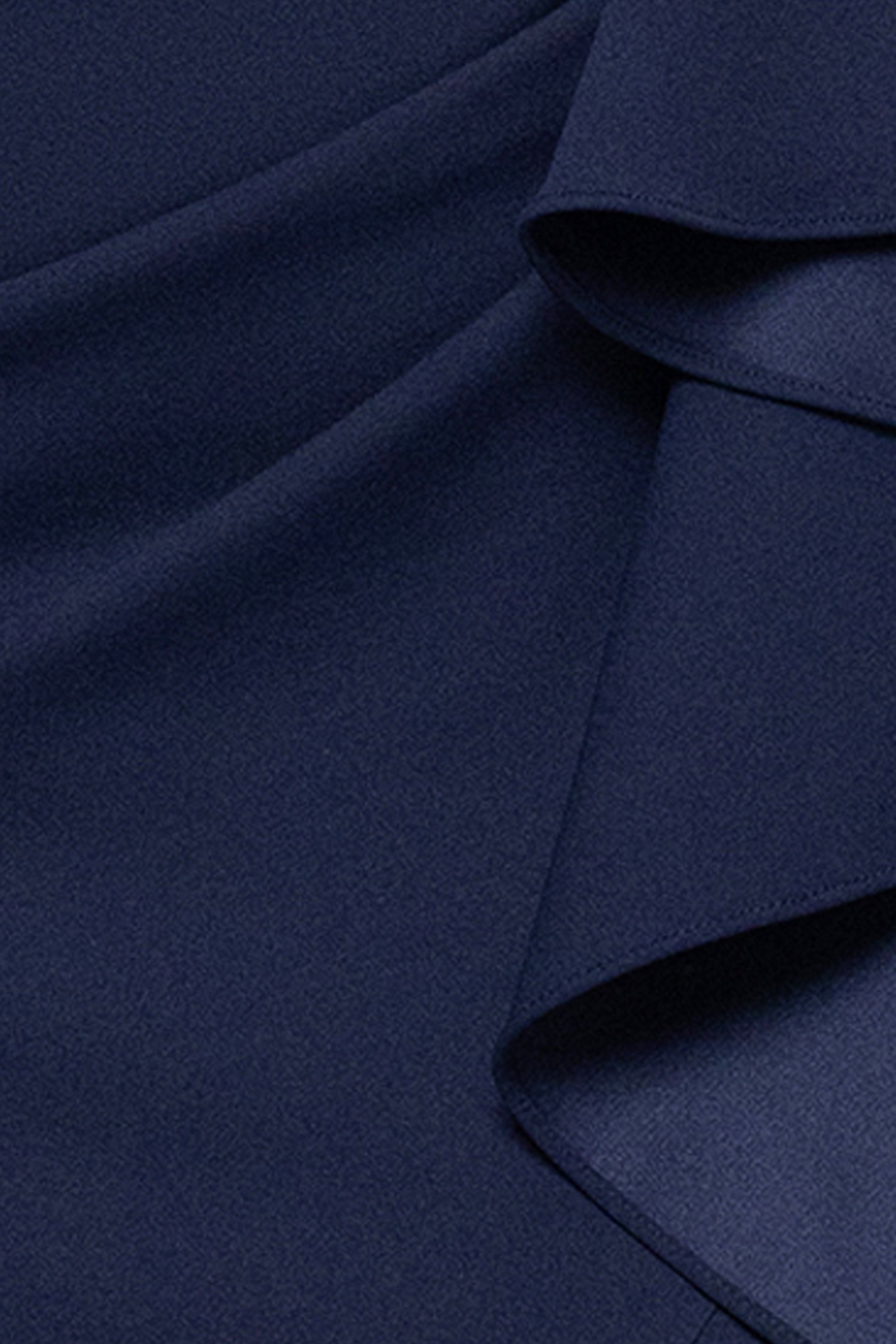 "Pauline" Scuba Crepe 3/4 Sleeve Ruffle Floor Length Dress