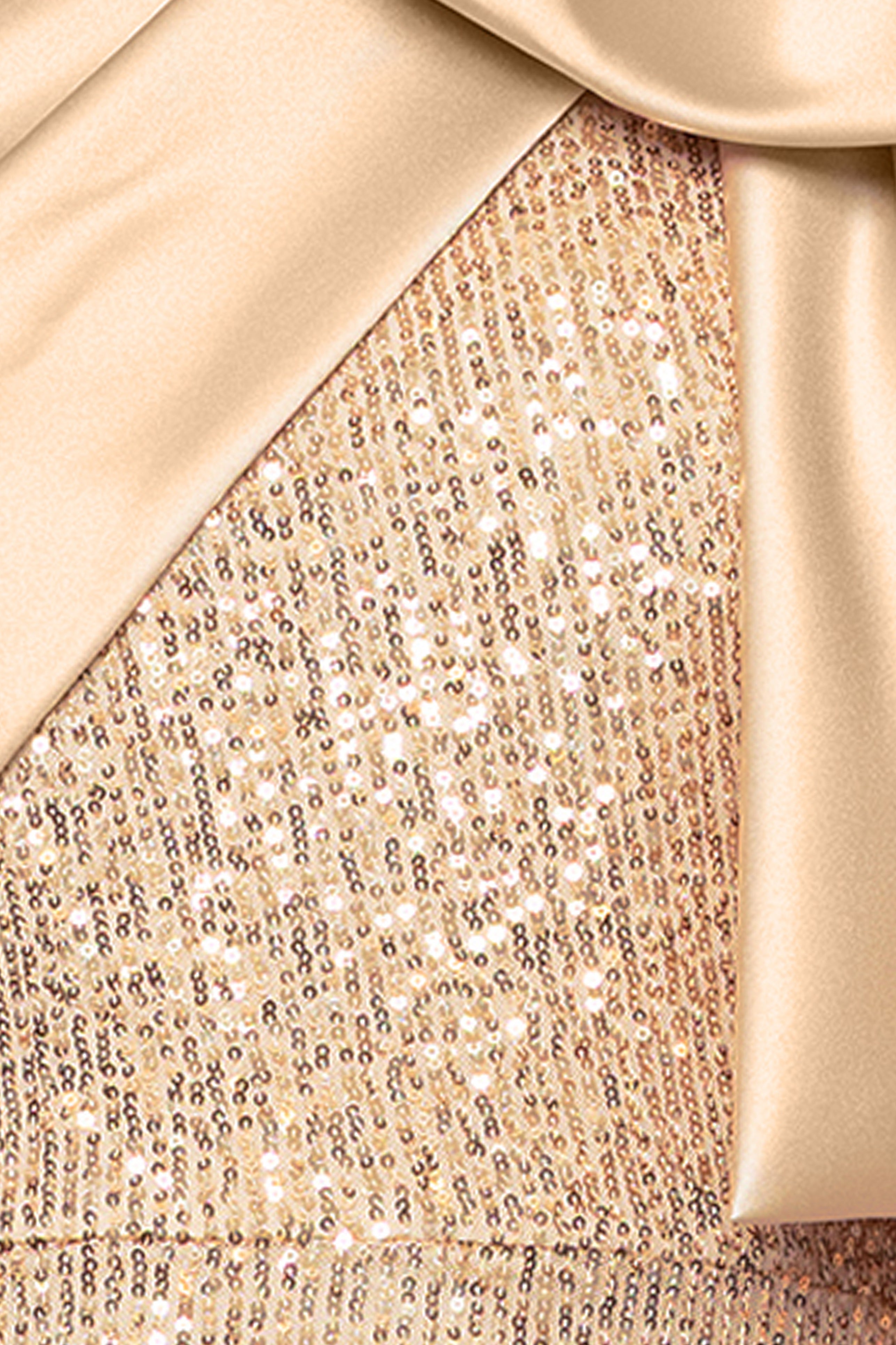 "Paulette" Long Sequin One Shoulder with Satin Bow Floor Length Dress