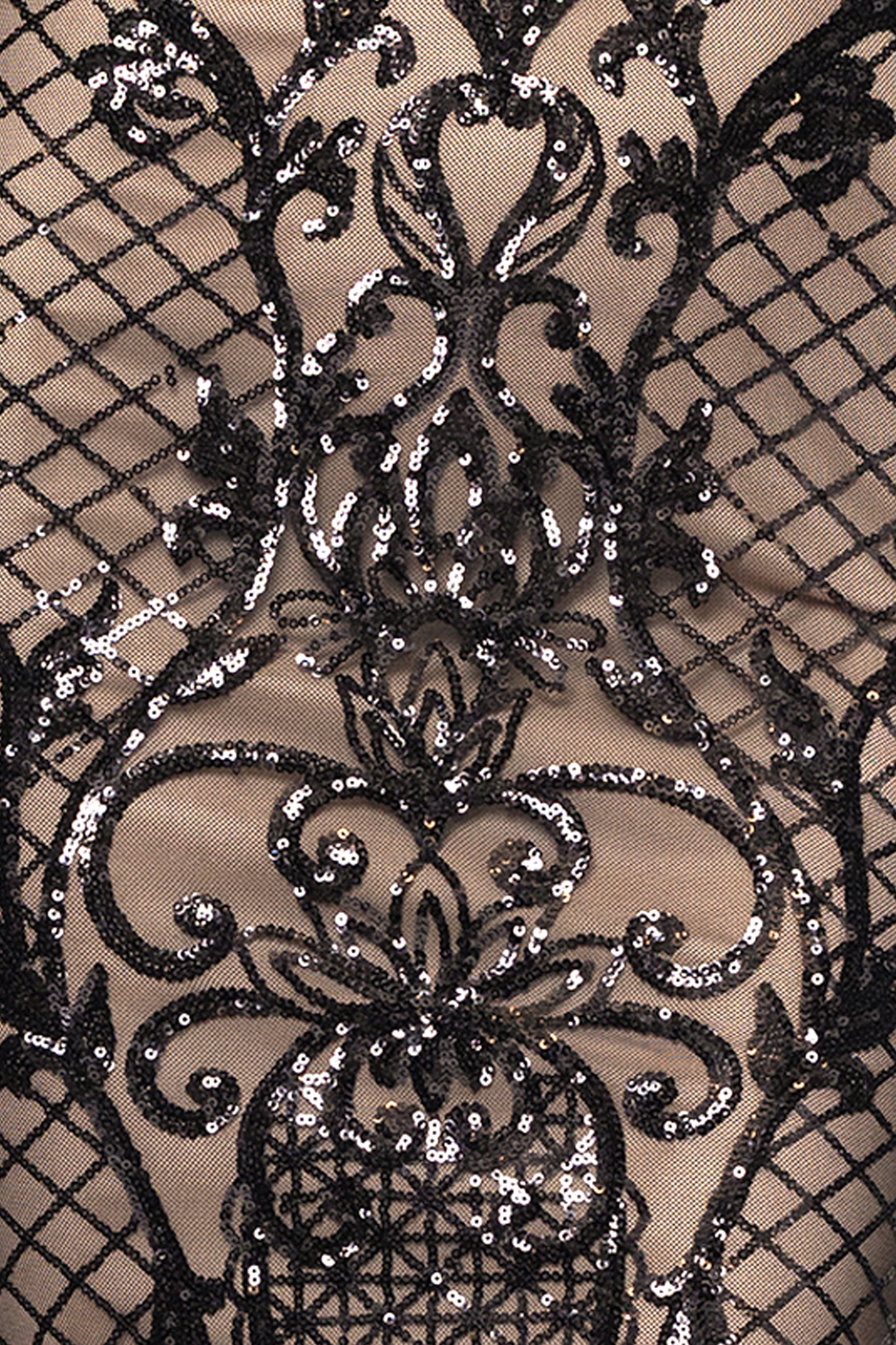 "Brianna" Sequin Placement Long Sleeve Floor Length Dress