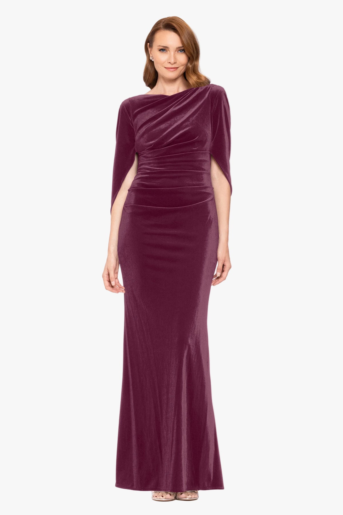 "Audrey" Velvet Draped Back Dress