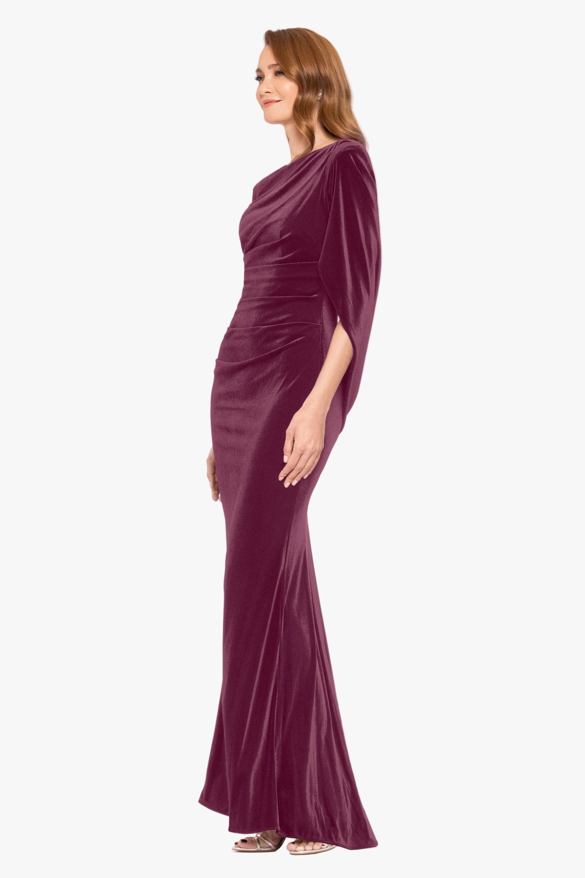 "Audrey" Velvet Draped Back Dress
