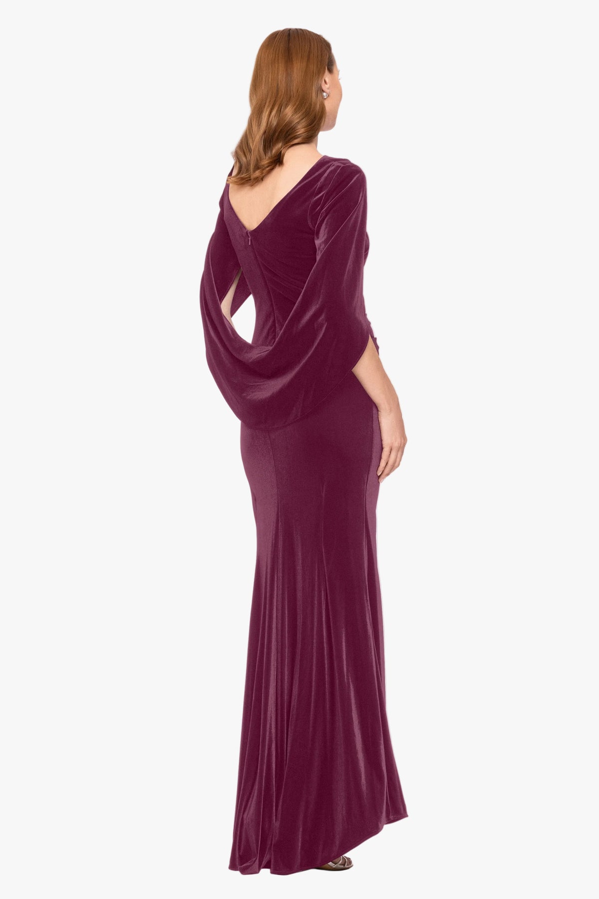 "Audrey" Velvet Draped Back Dress
