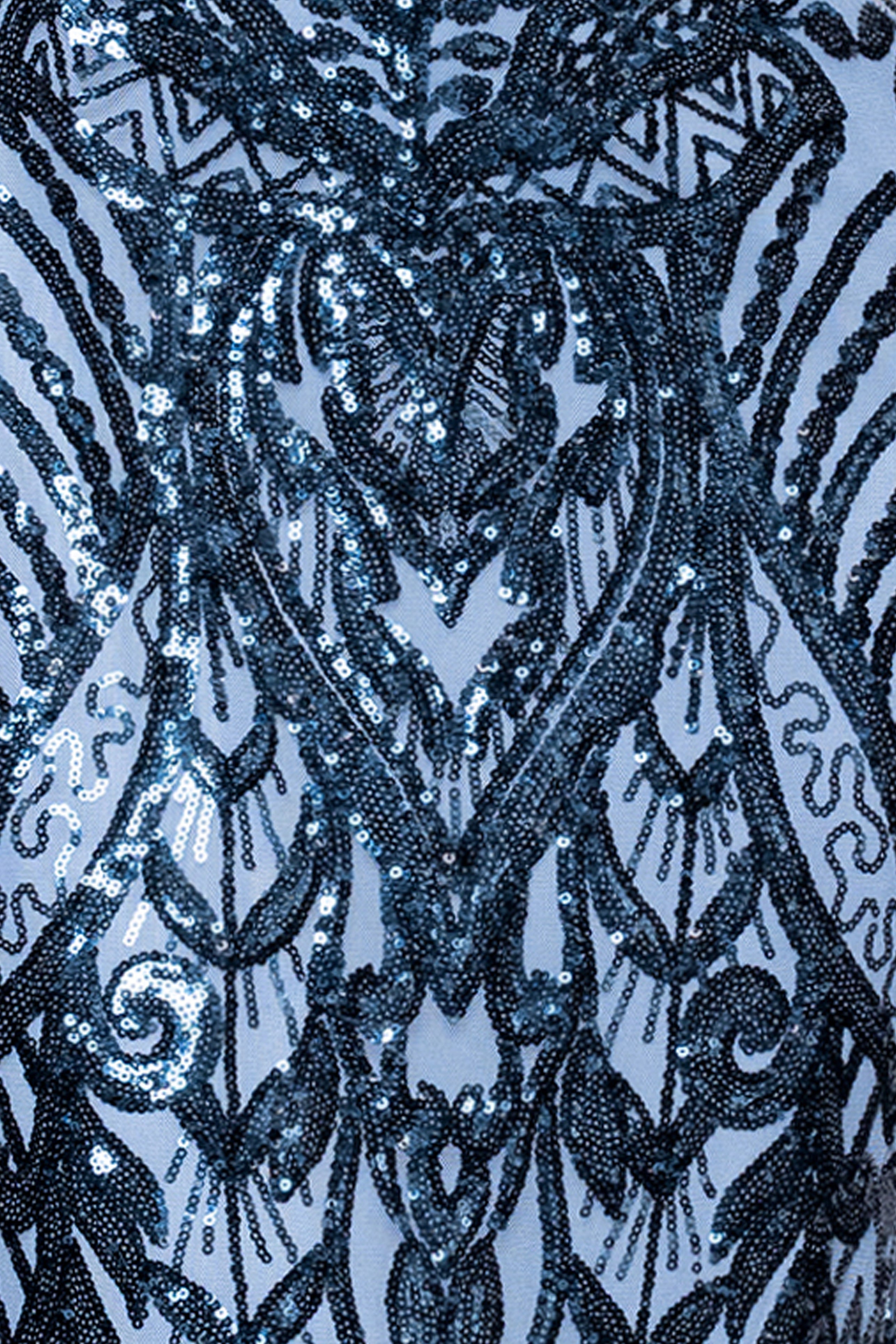 "Melina" Sequin Placement Embellished Mock Neck Floor Length Dress