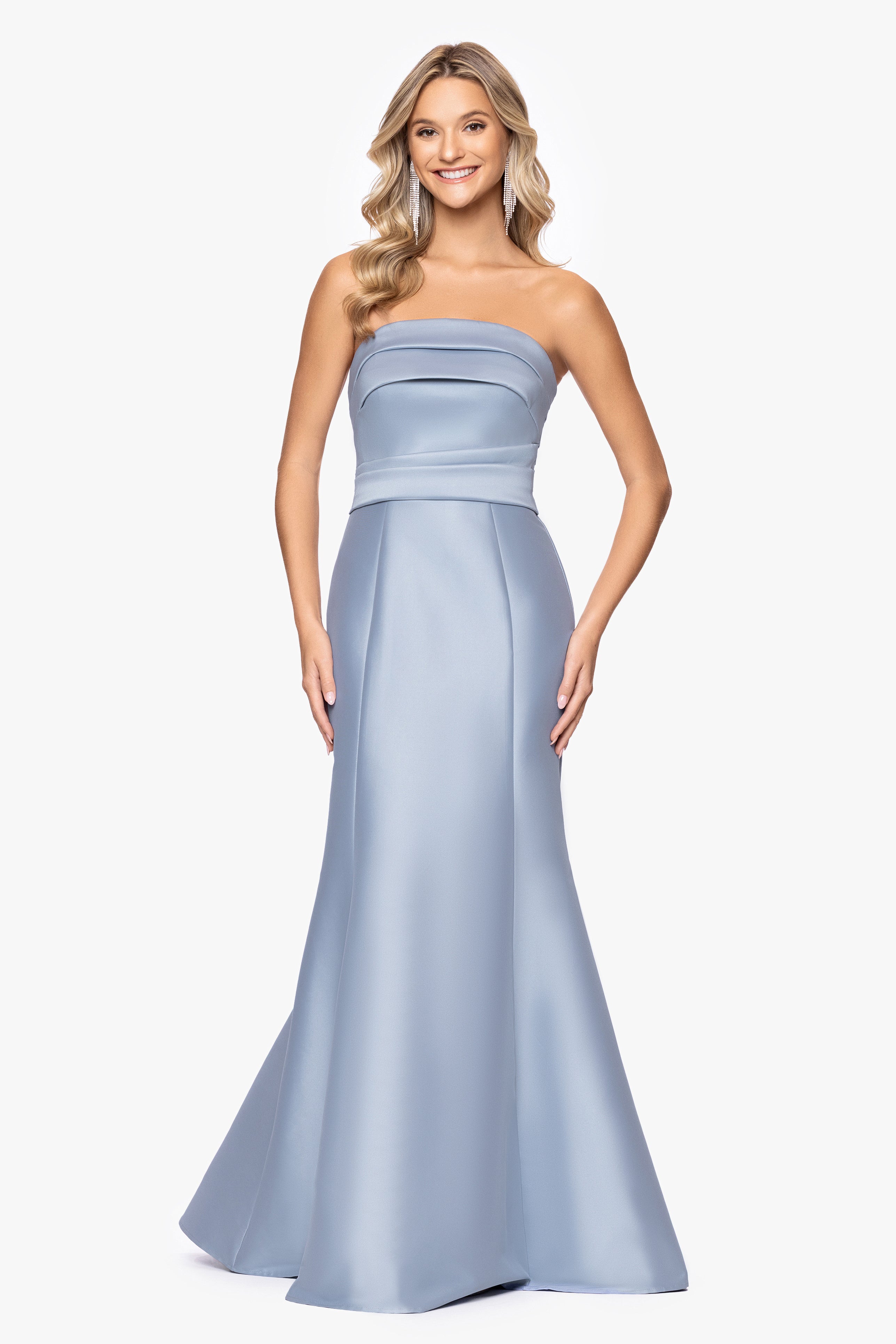 "Emery" Strapless Mikado Floor Length Dress
