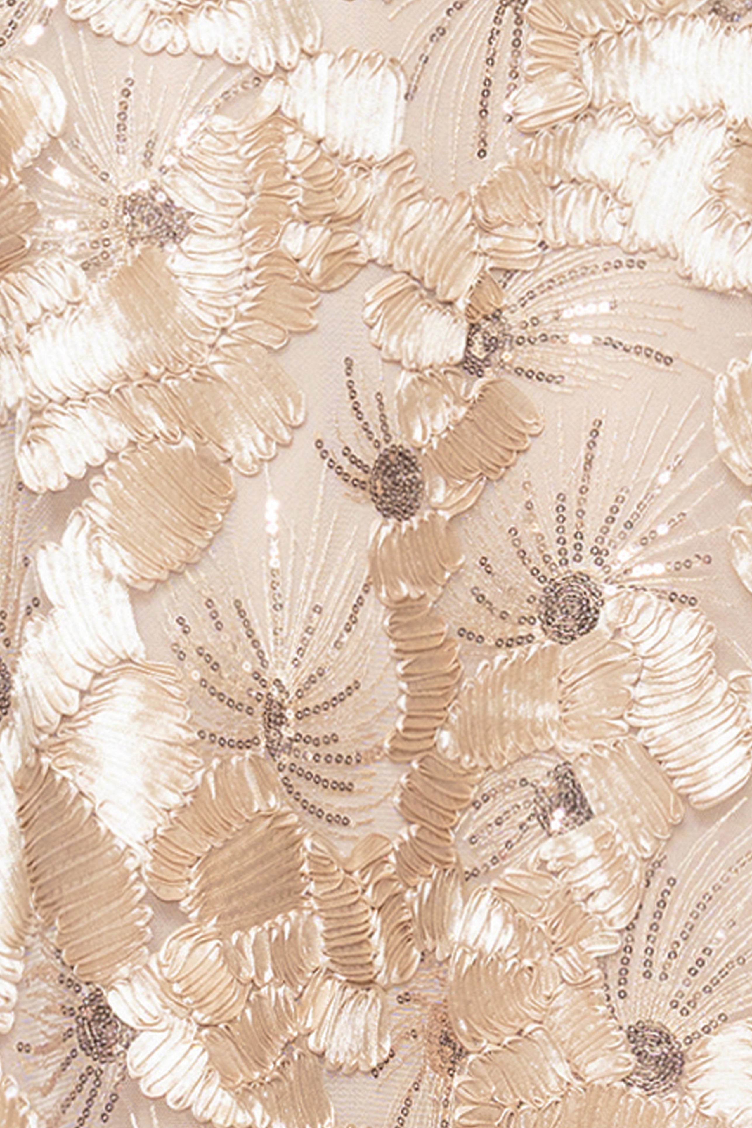 Petite "Teyana" Soutache Sequin Off the Shoulder Floor Length Dress