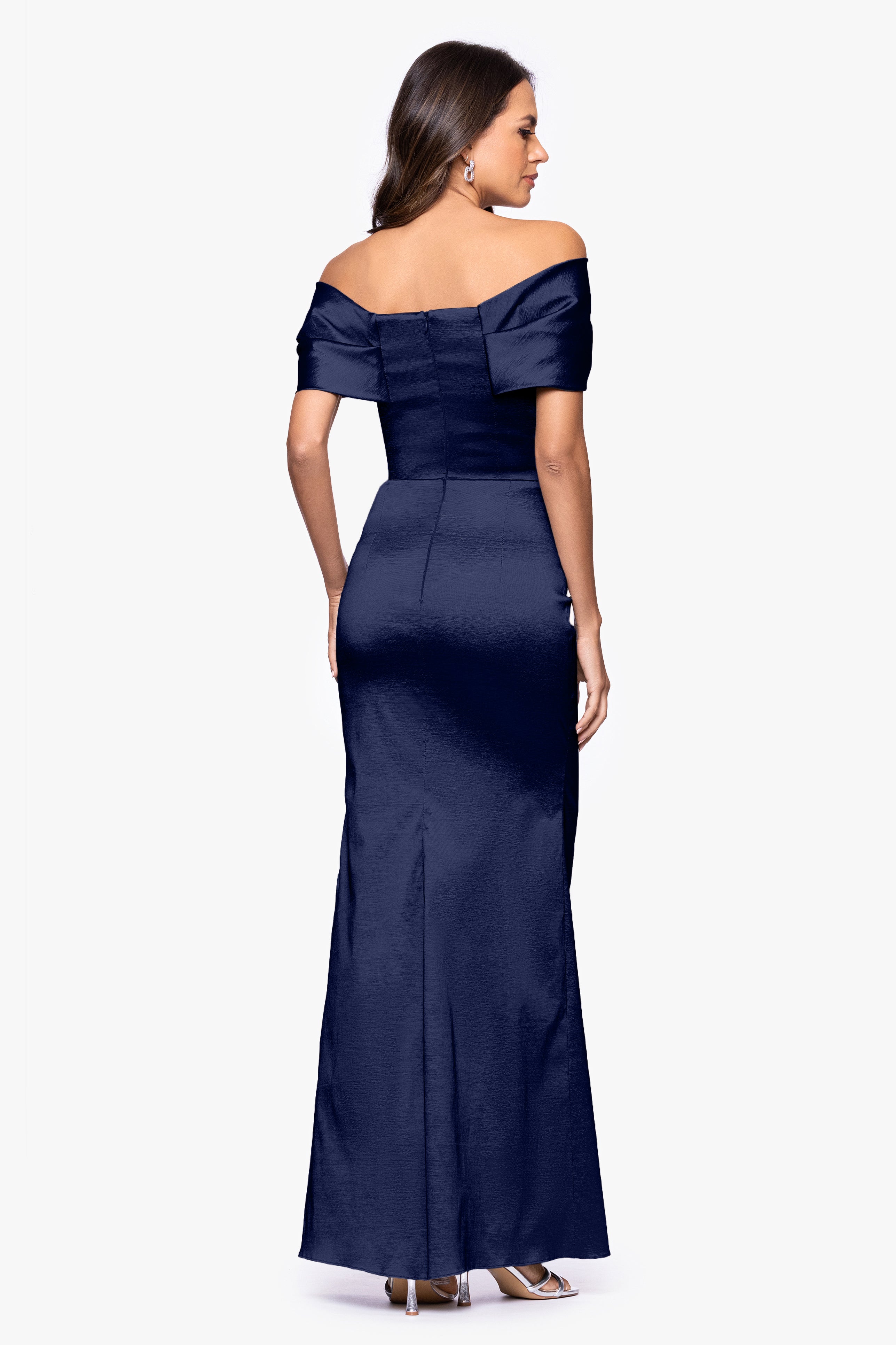 "Gia" Taffeta Twist Off the Shoulder Dress