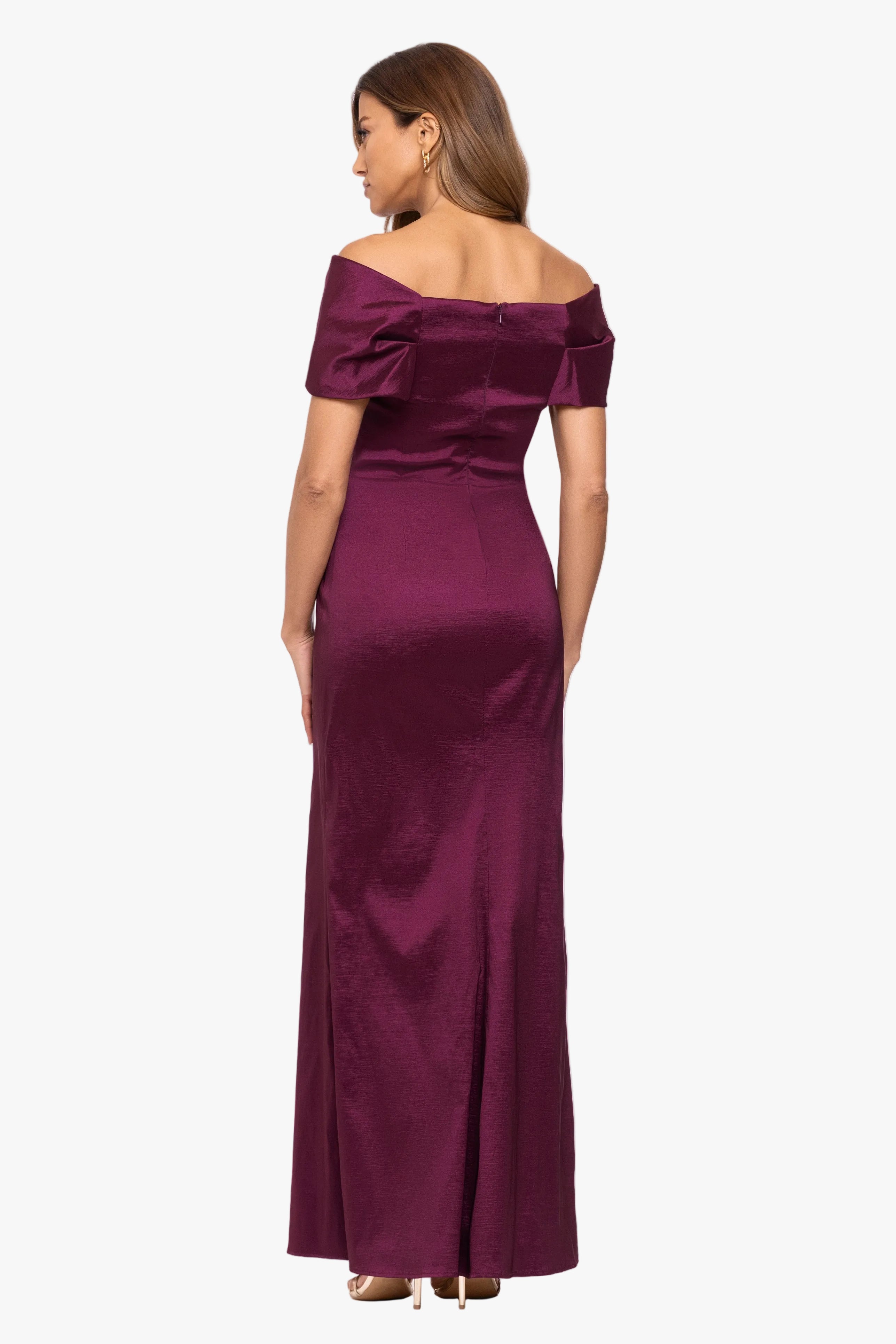 "Gia" Taffeta Twist Off the Shoulder Dress