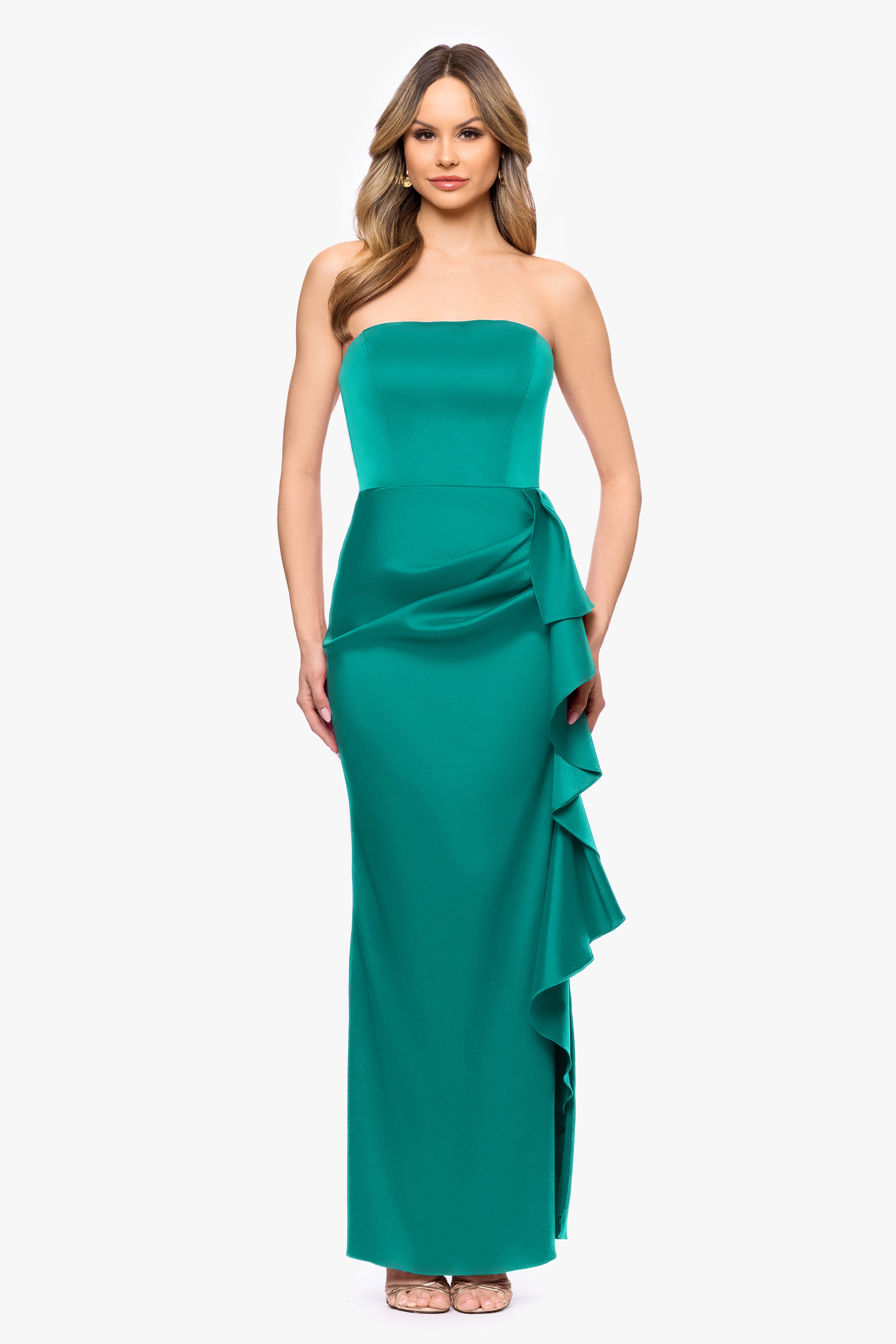 "Sunny" Mikado Strapless Floor Length Dress