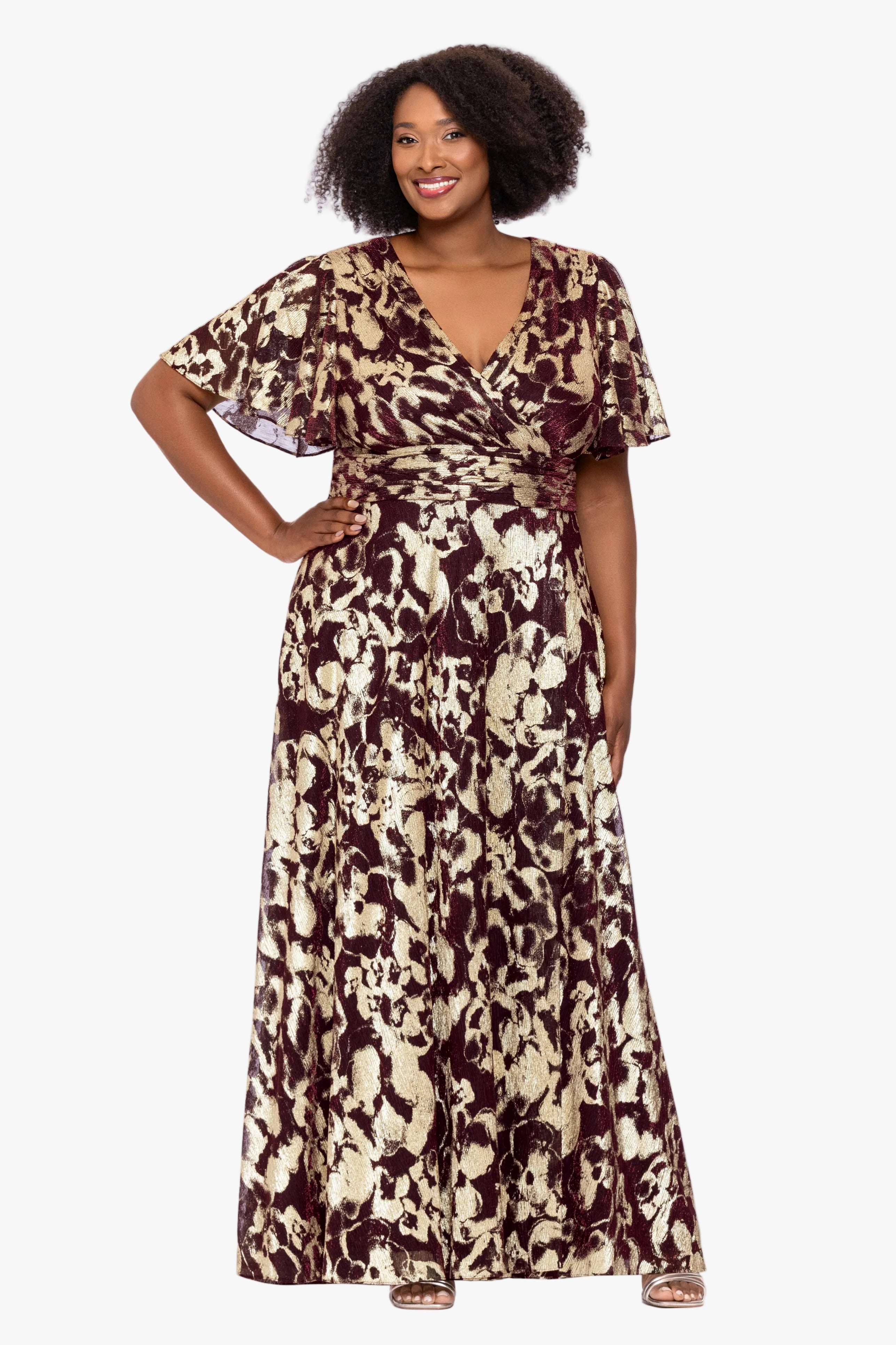 Plus "Polly" Metallic Short Sleeve Dress