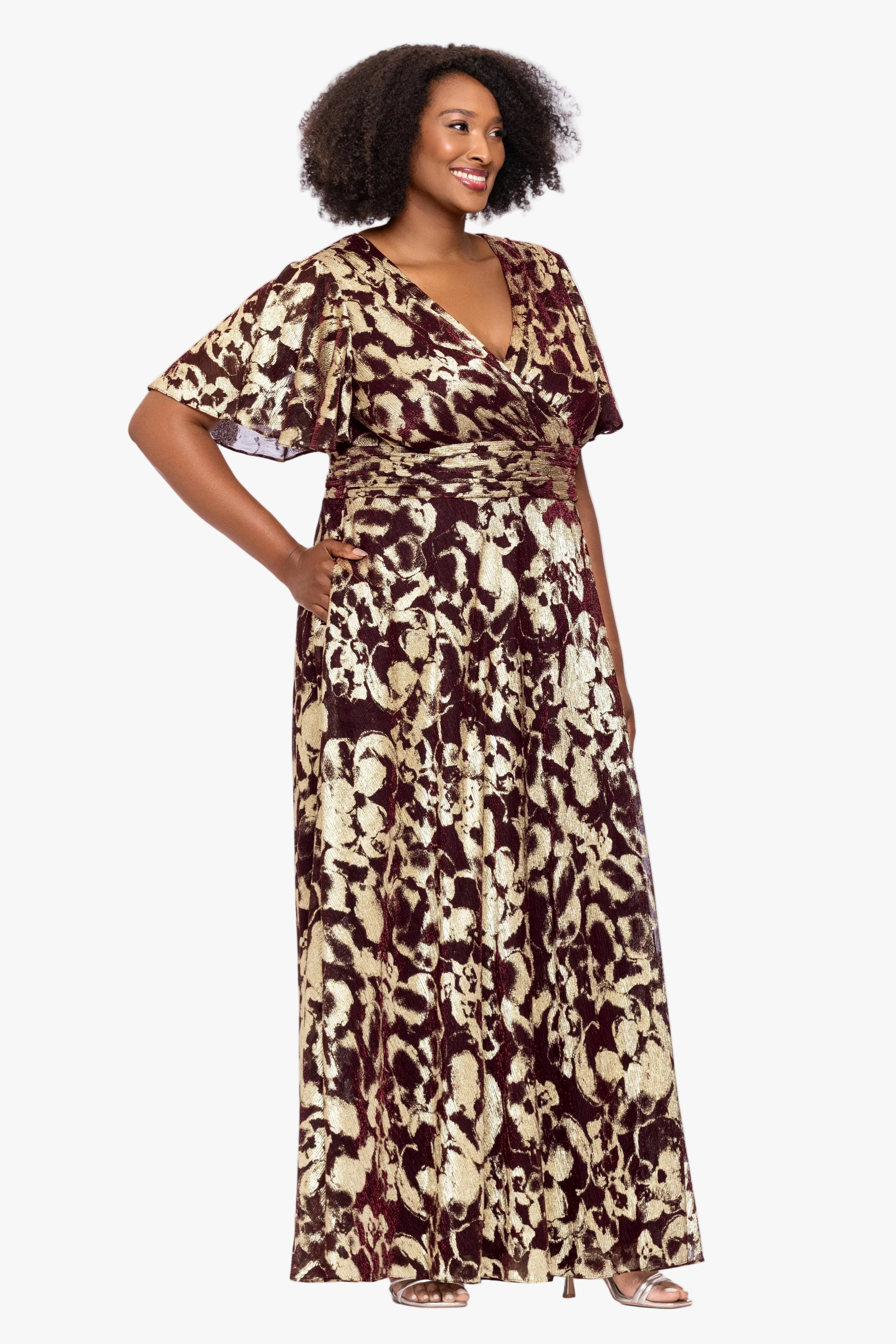 Plus "Polly" Metallic Short Sleeve Dress