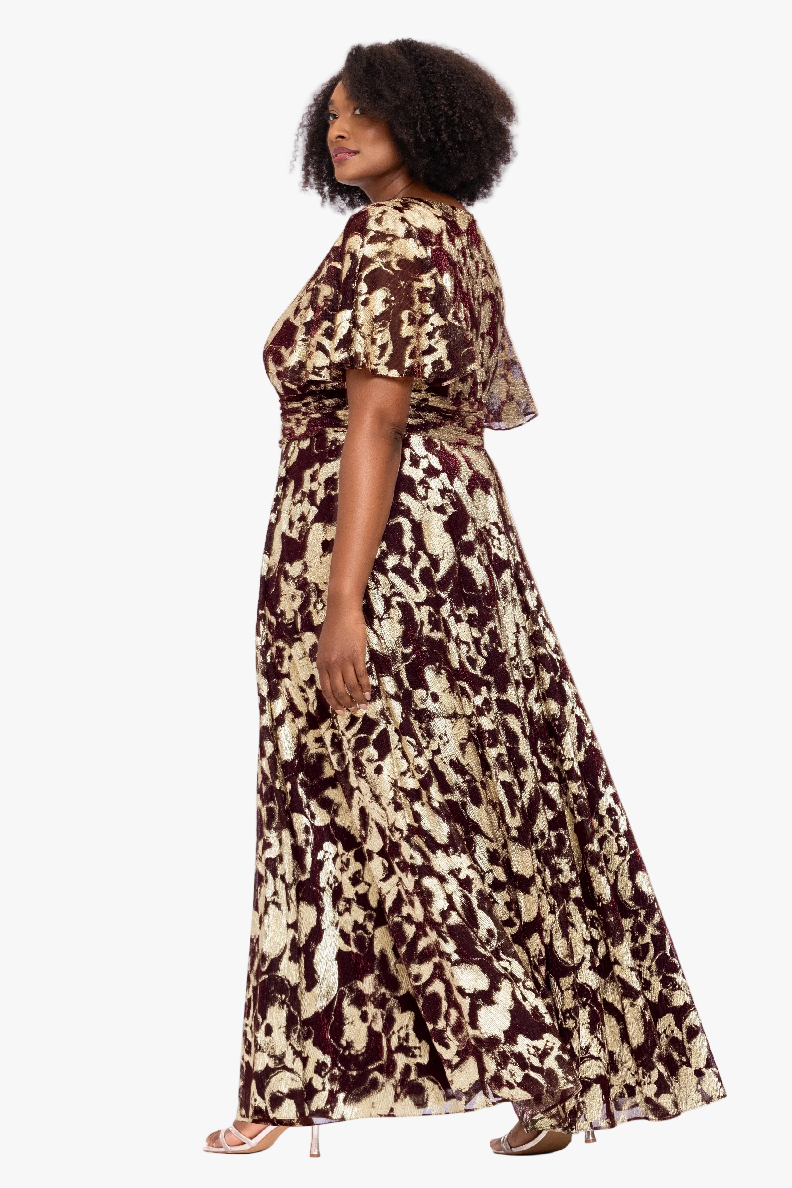 Plus "Polly" Metallic Short Sleeve Dress