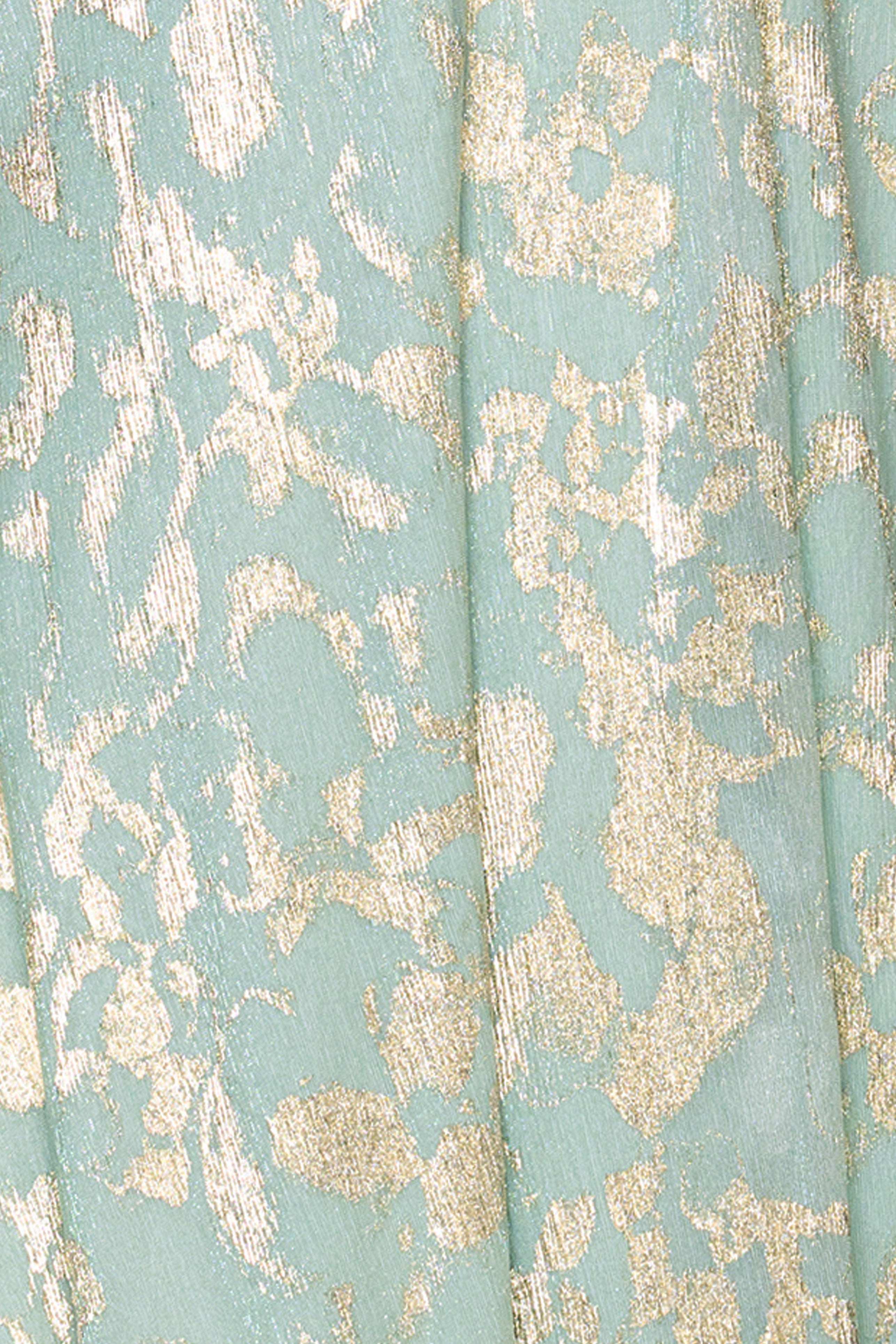 "Polly" Metallic Print Flutter Sleeve Floor Length Dress