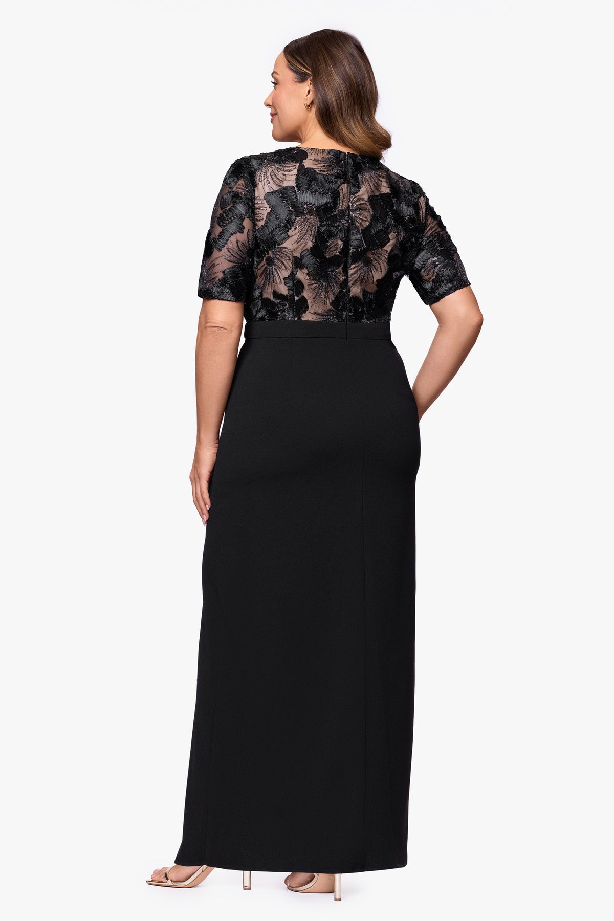 Plus “Mel” Soutache & Scuba Crepe Dress