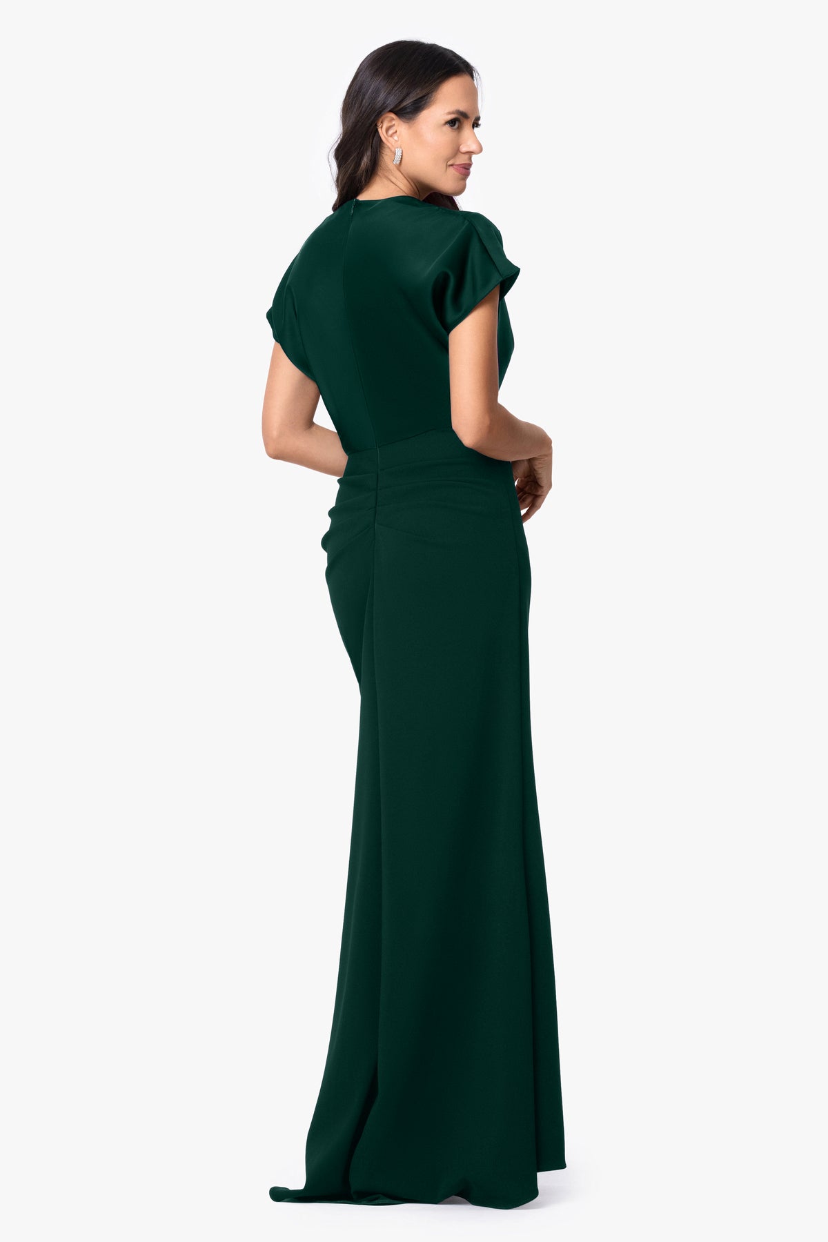 "Rinna" Scuba Crepe & Satin Cowl Neck Dress