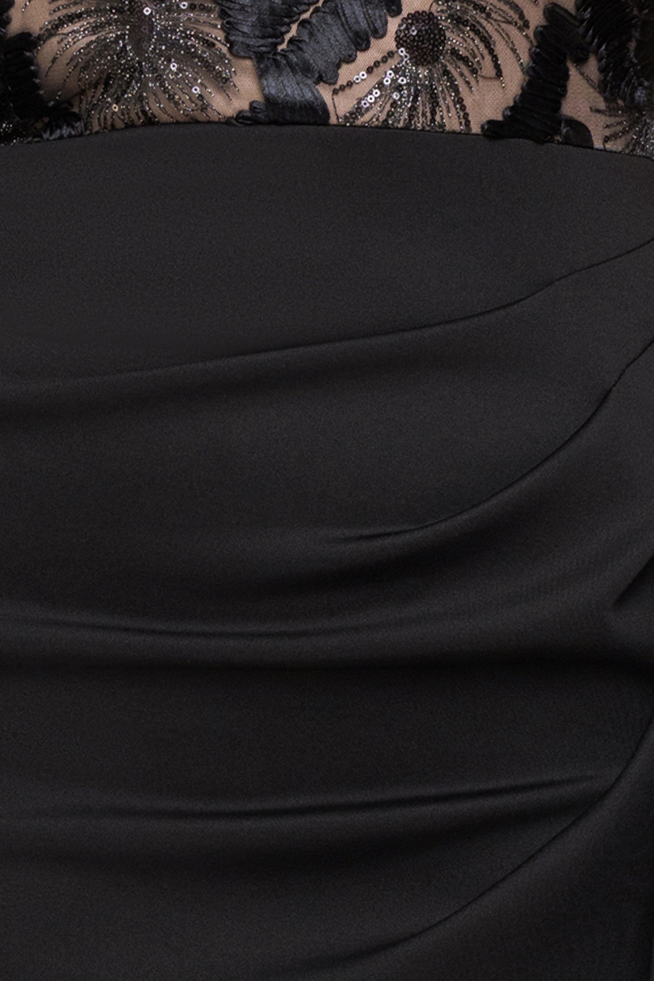 "Dahlia" Plus Soutache & Scuba One Shoulder Ruffle Skirt Midi