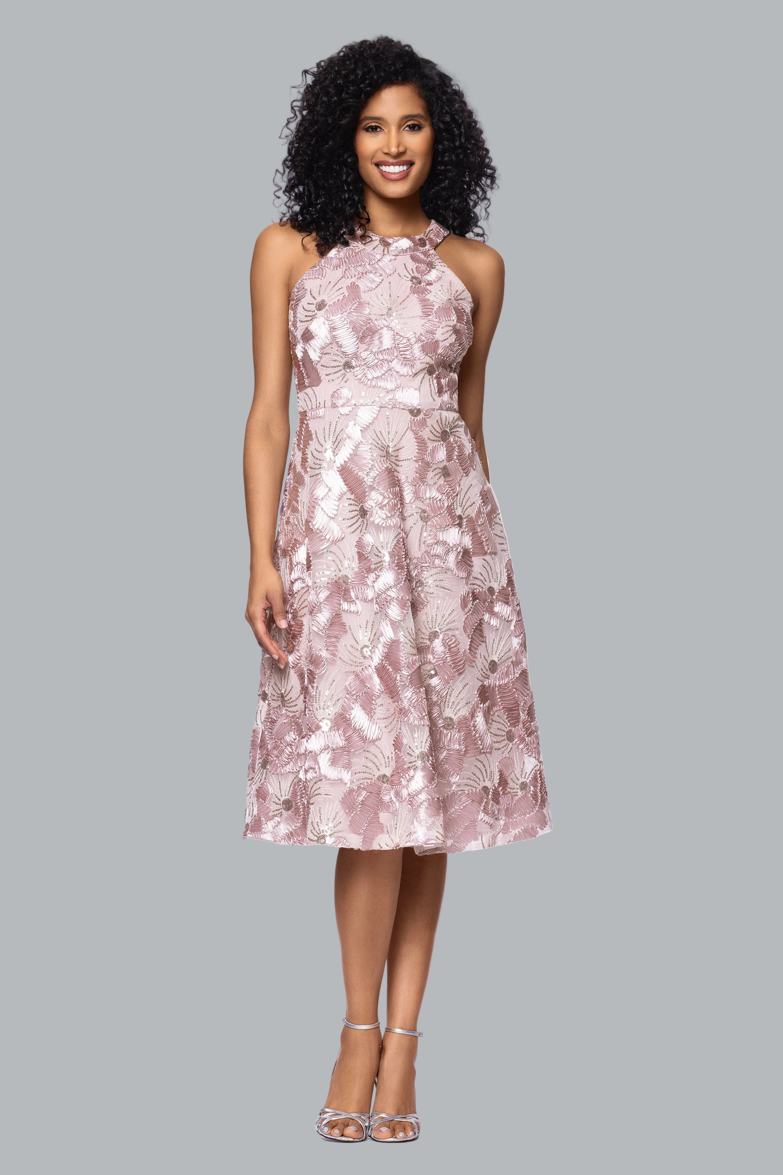 Petite "Piper" Soutache and Sequin Sleeveless Knee Length Dress