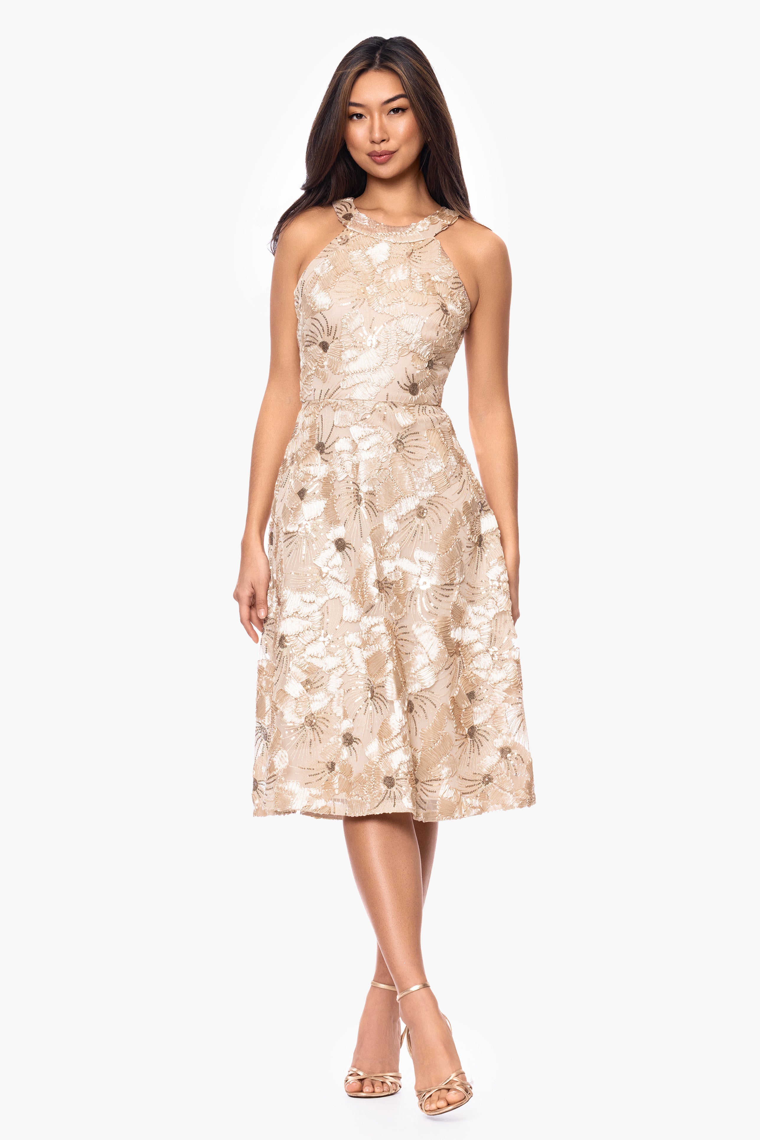 "Piper" Soutache and Sequin Sleeveless Knee Length Dress