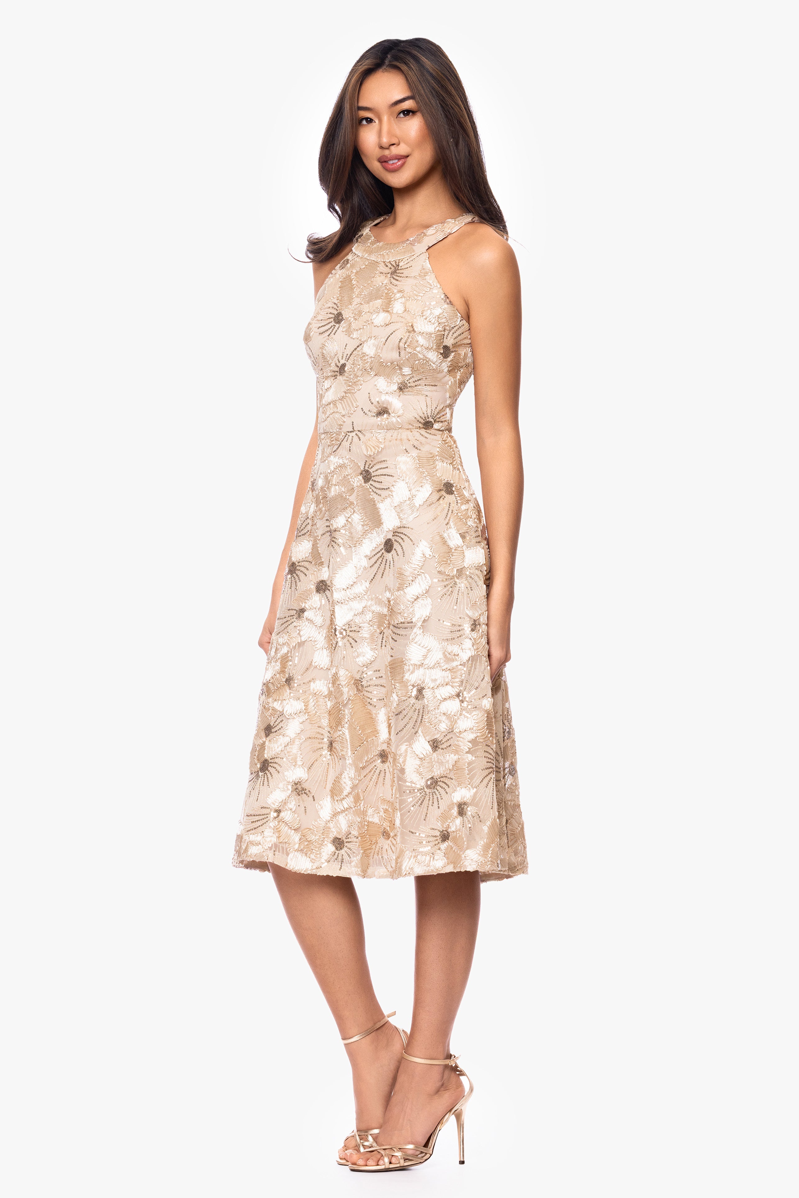"Piper" Soutache and Sequin Sleeveless Knee Length Dress