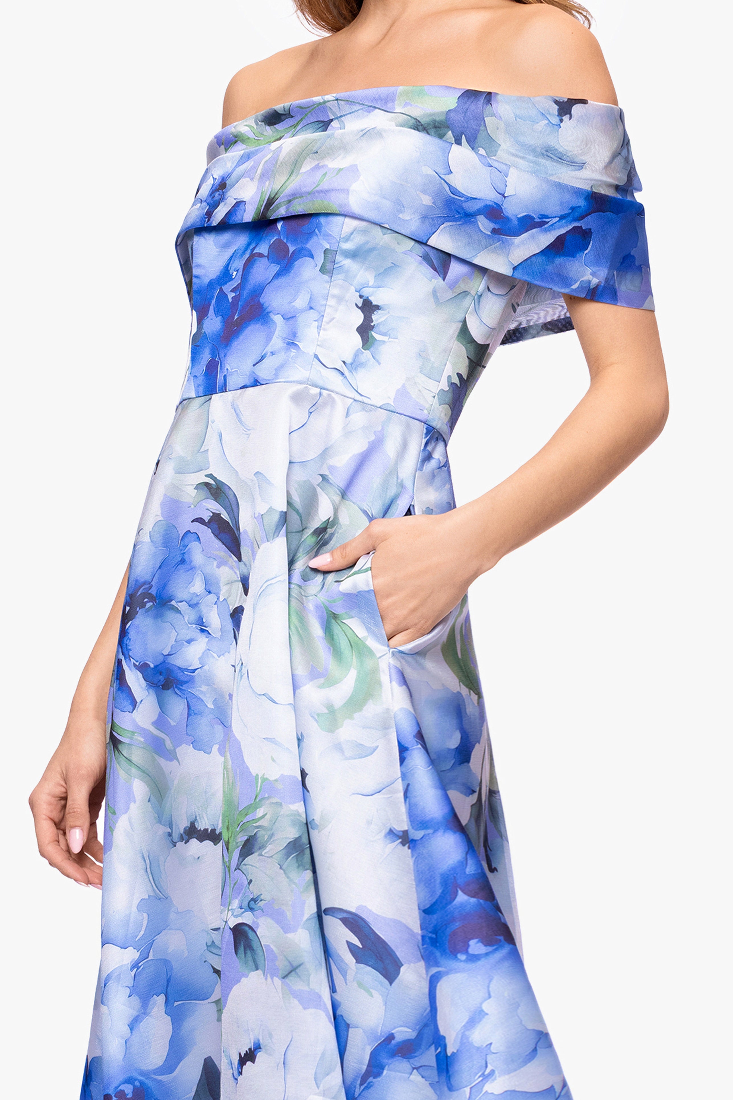 "Alexis" Organza Off The Shoulder Floral Midi Dress