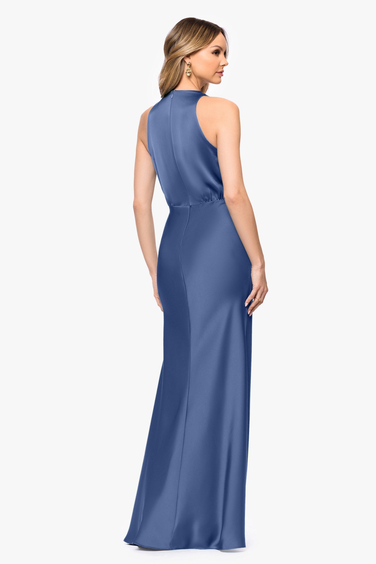 Petite "Zoella" Satin V-Neck Dress