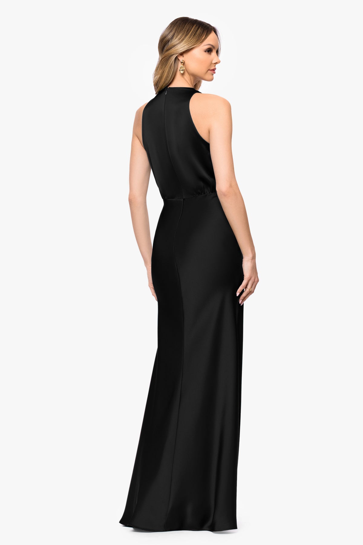 Petite "Zoella" Satin V-Neck Dress