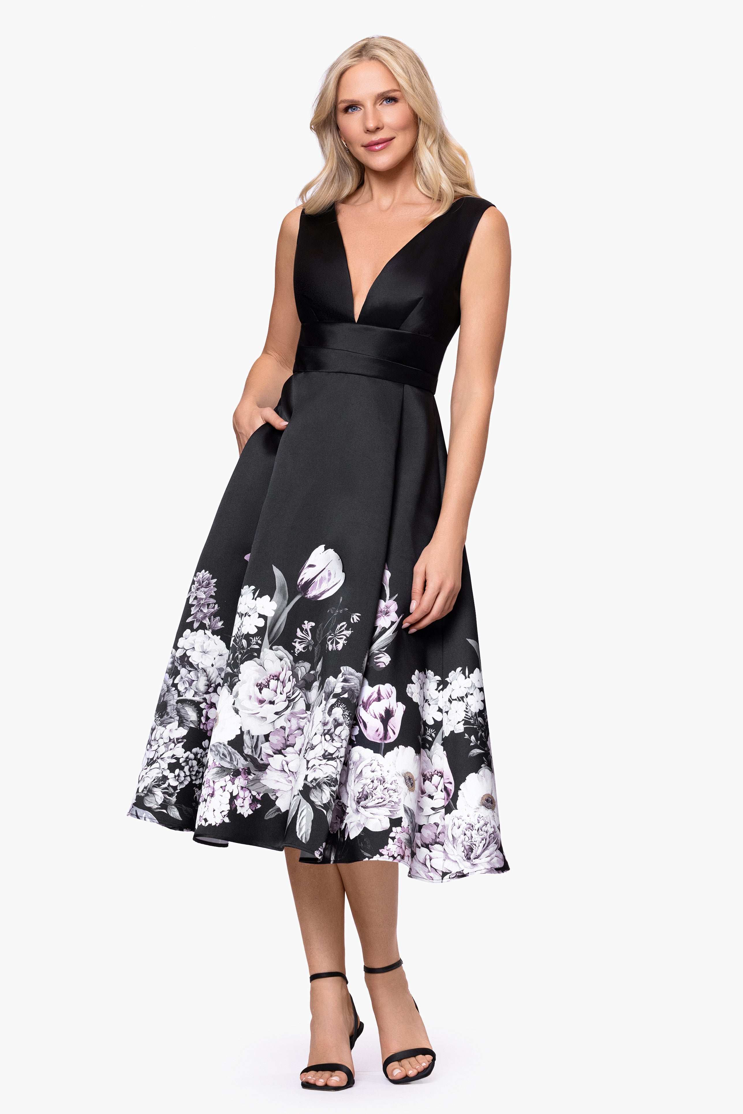 "Janet" Print Mikado Midi Dress