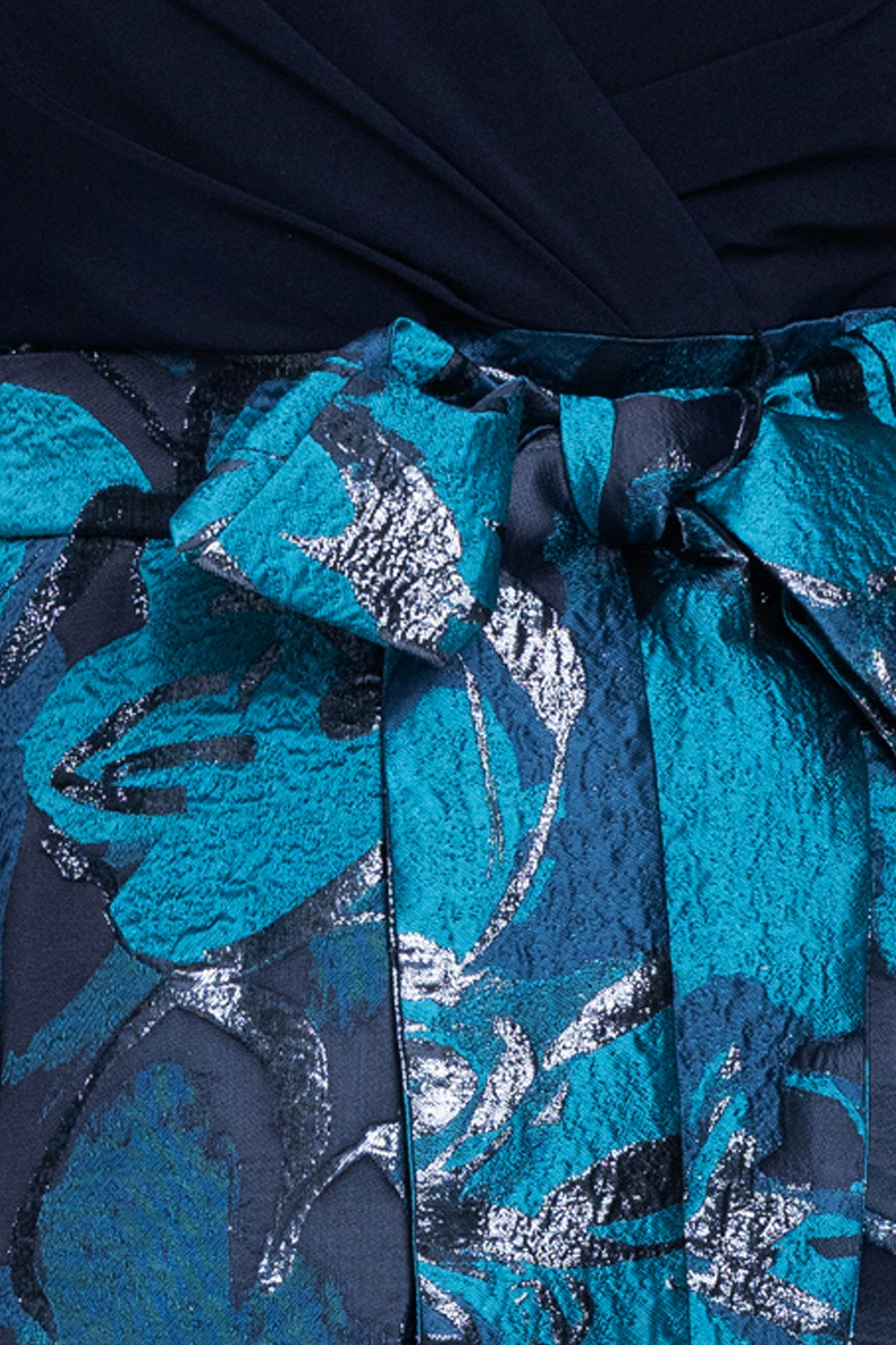 Plus "Abigail" Print Brocade With Jersey Knit Top Gown