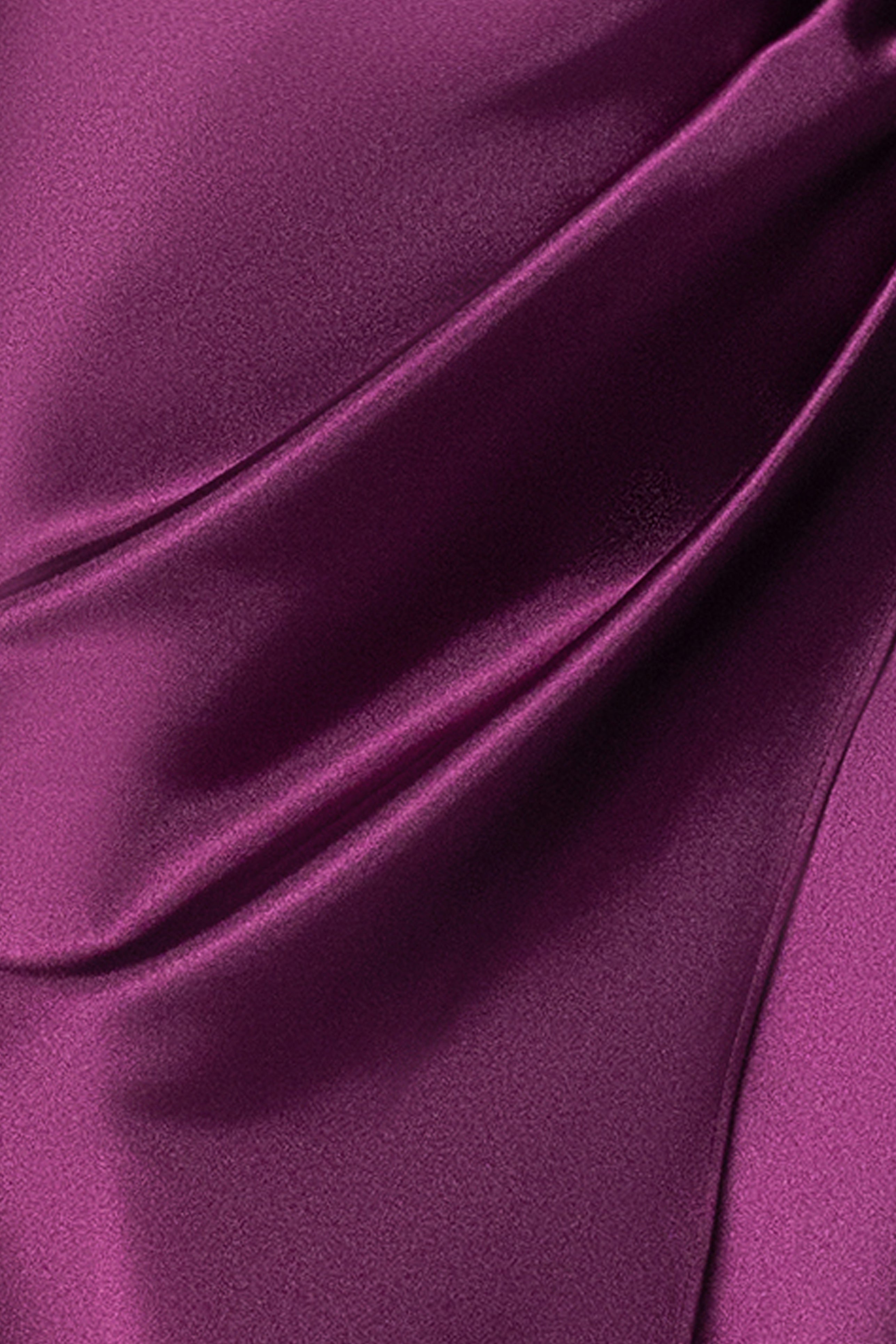 "Melody" Satin Rouched Strap Floor Length Dress