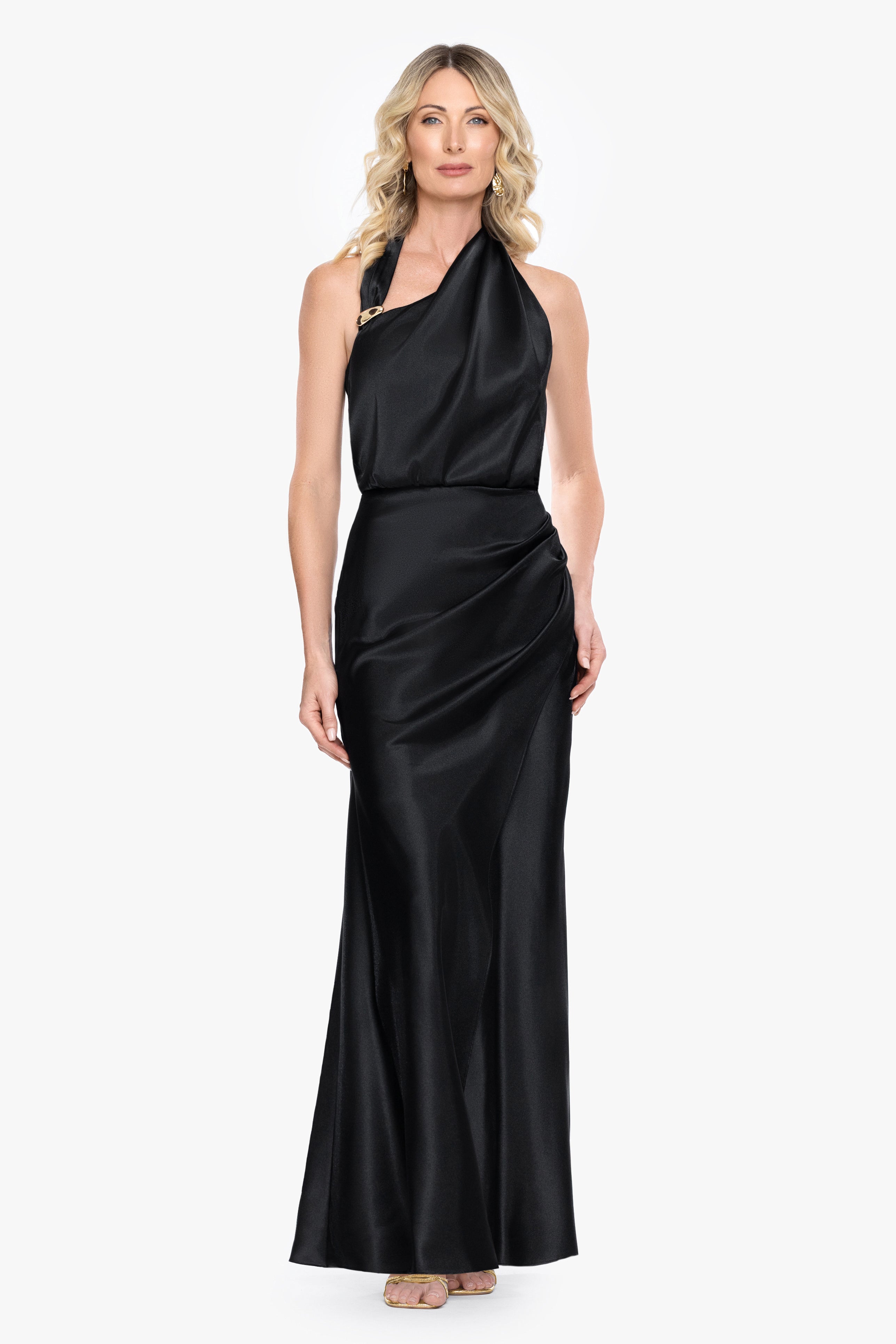 "Willow" Satin Halter Asymmetrical Dress