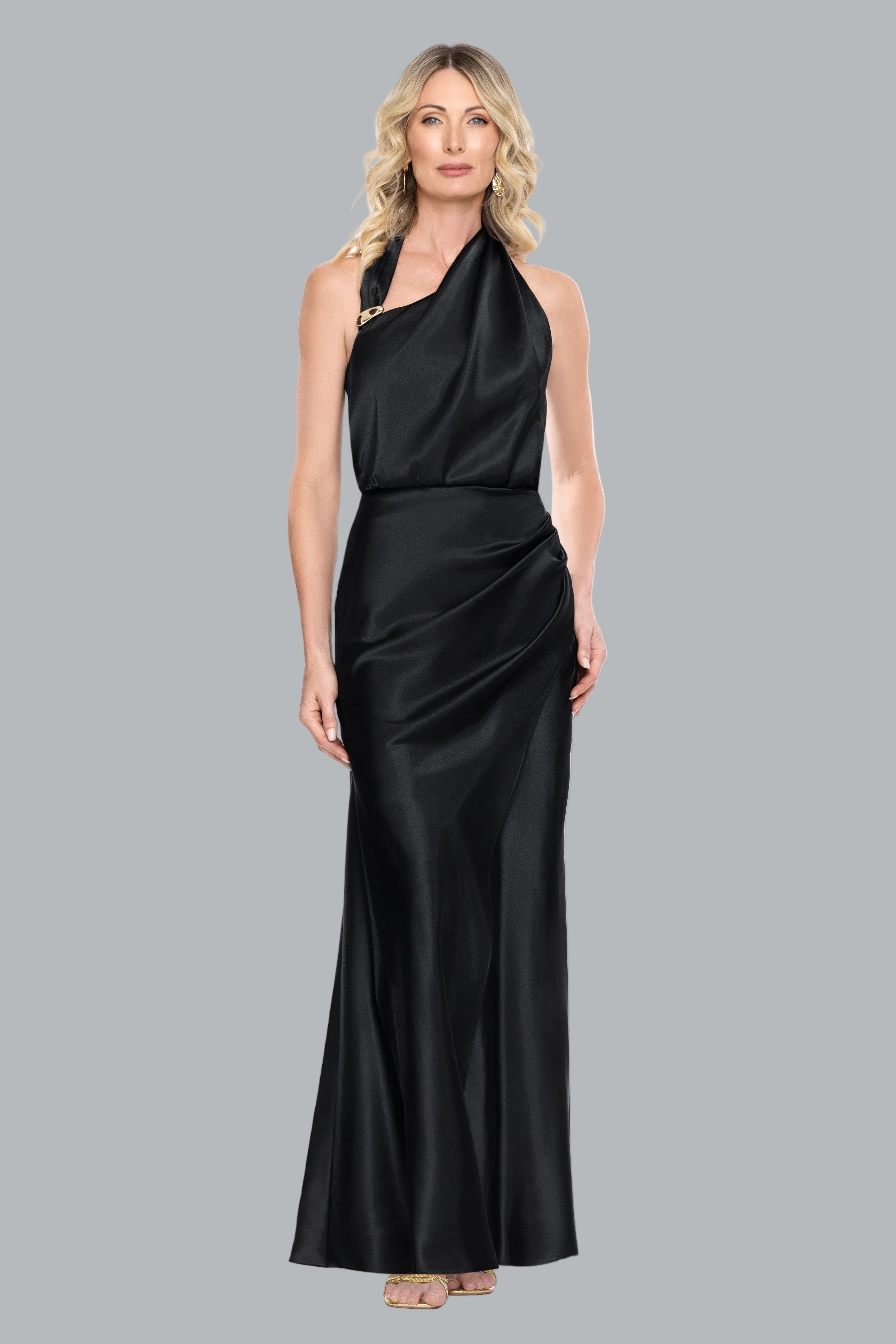 "Willow" Satin Halter Asymmetrical Dress