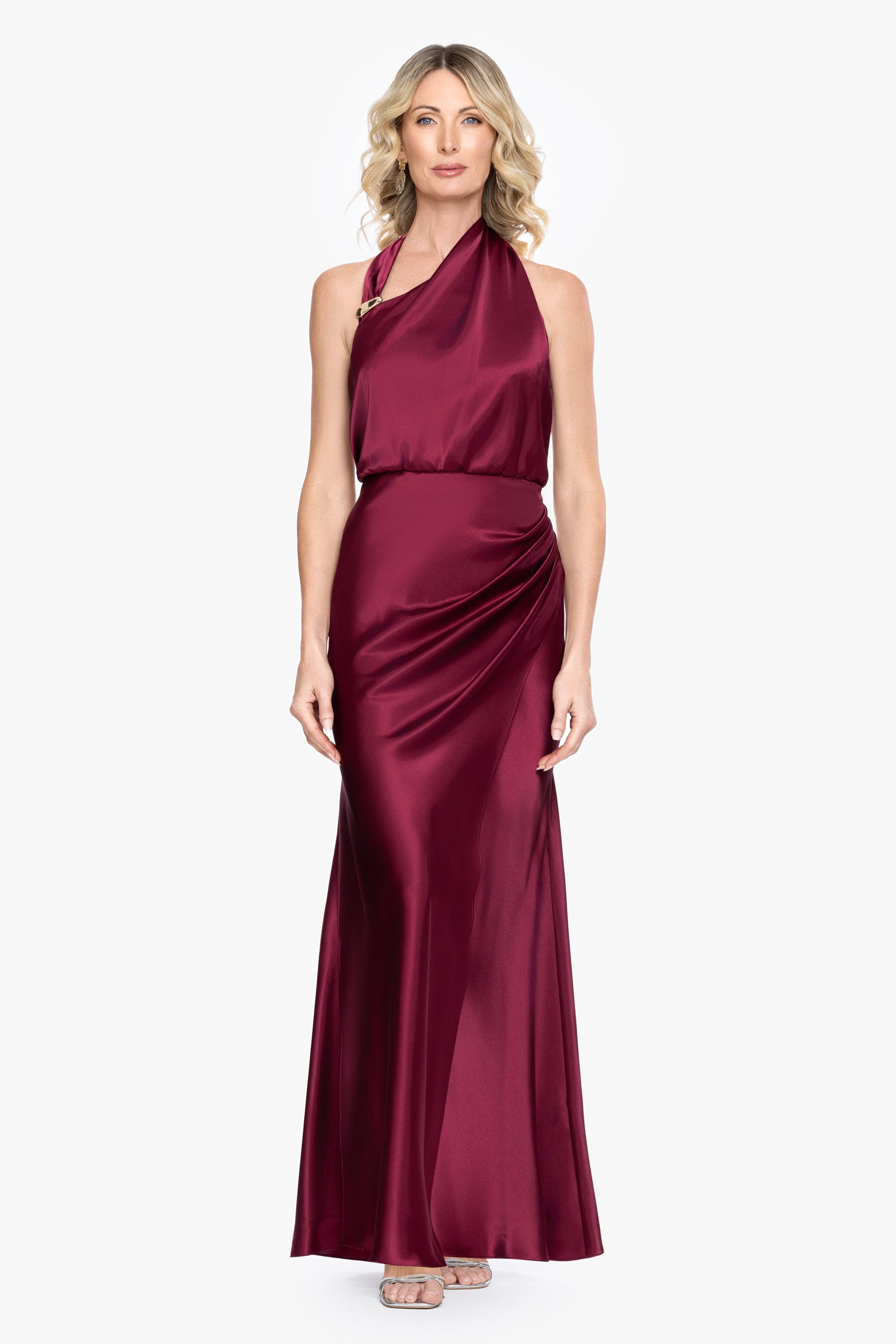 "Willow" Satin Halter Asymmetrical Dress