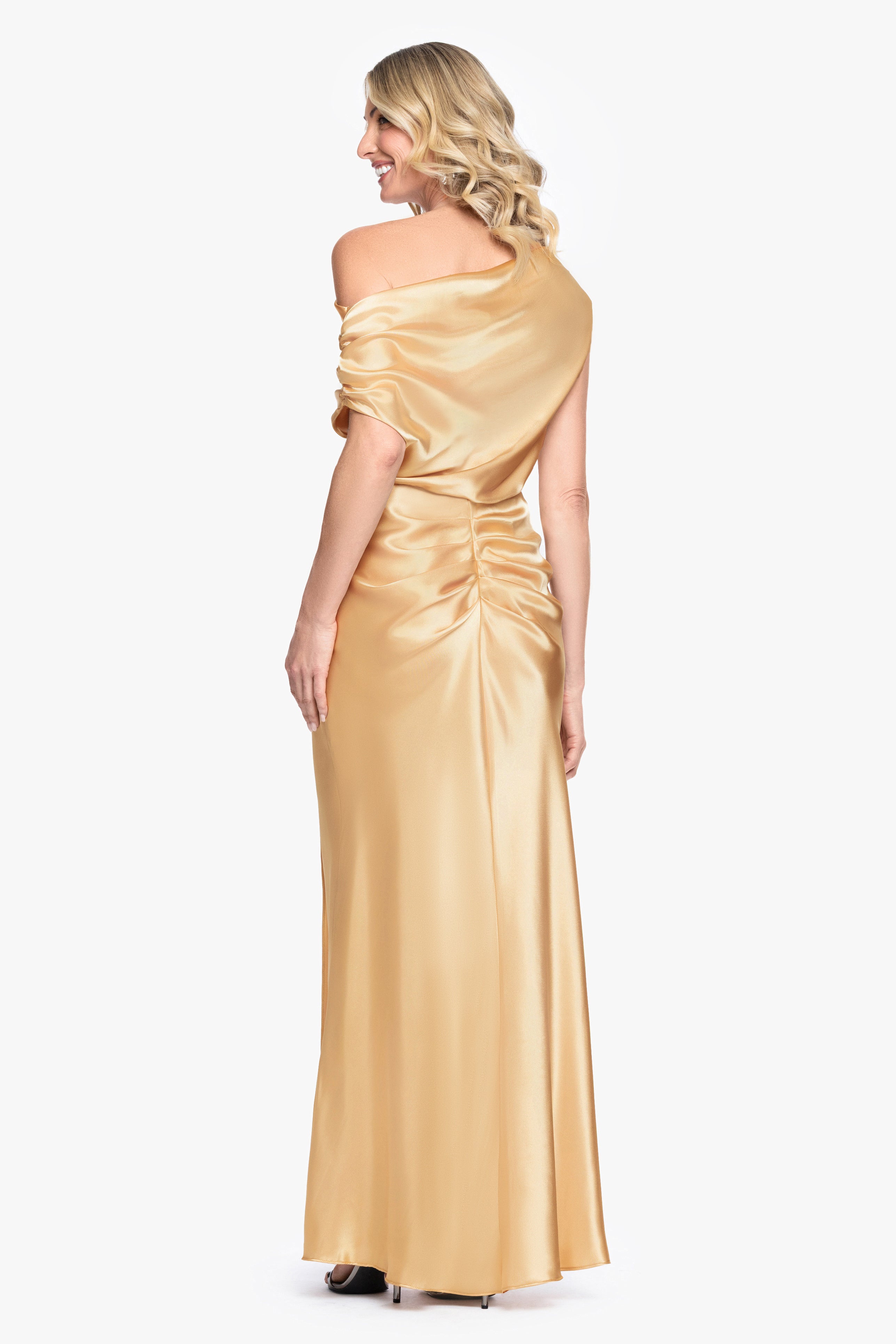 "Sofia" Satin Drop Shoulder Dress