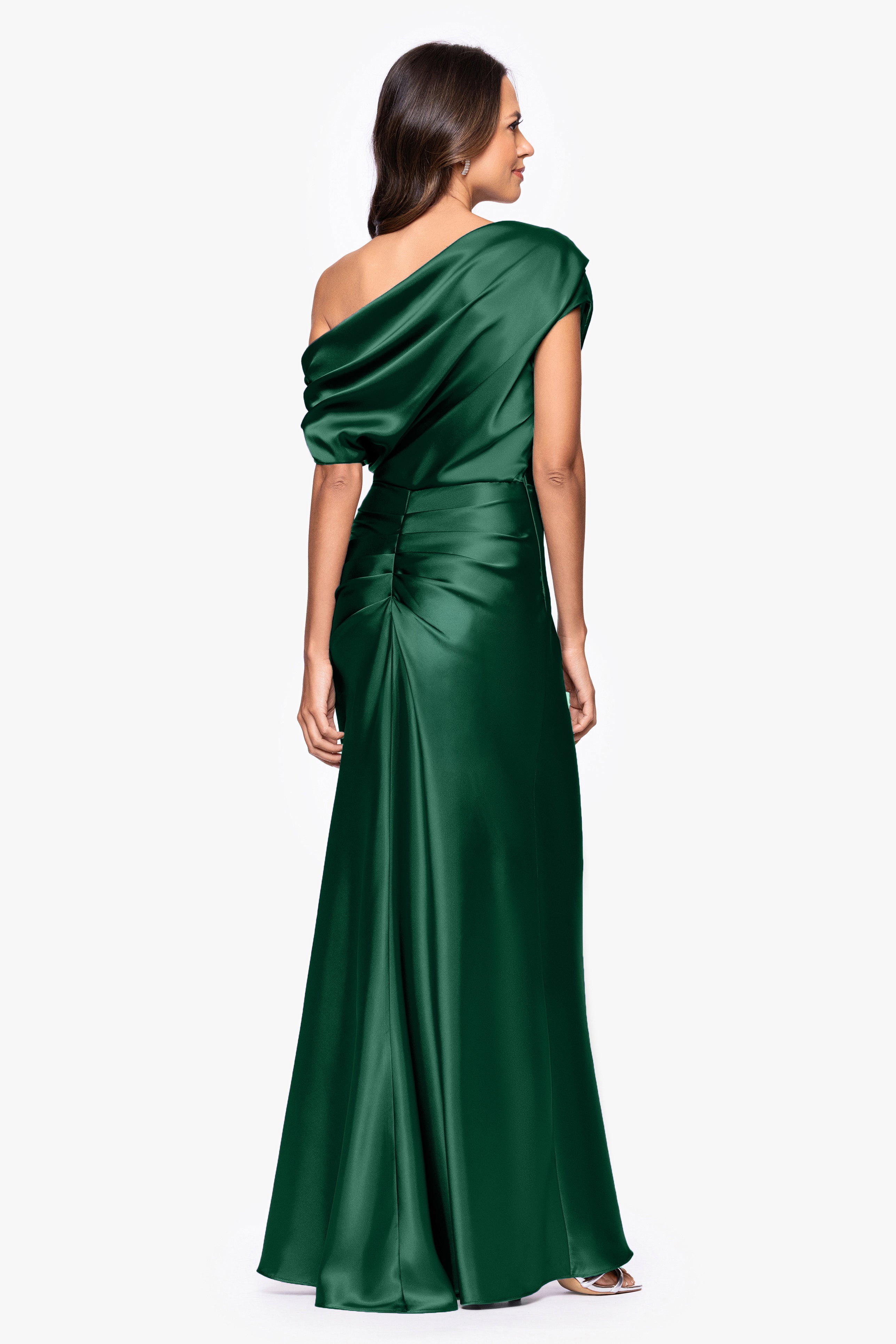 "Sofia" Satin Drop Shoulder Dress