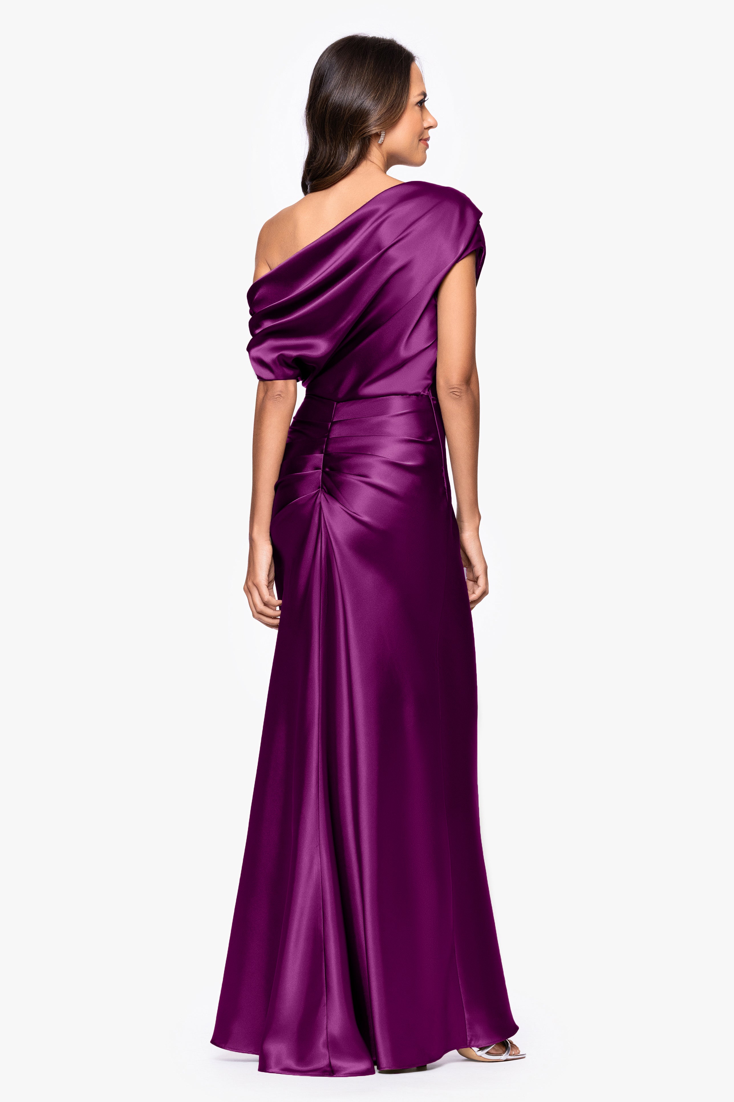 "Sofia" Satin Drop Shoulder Dress