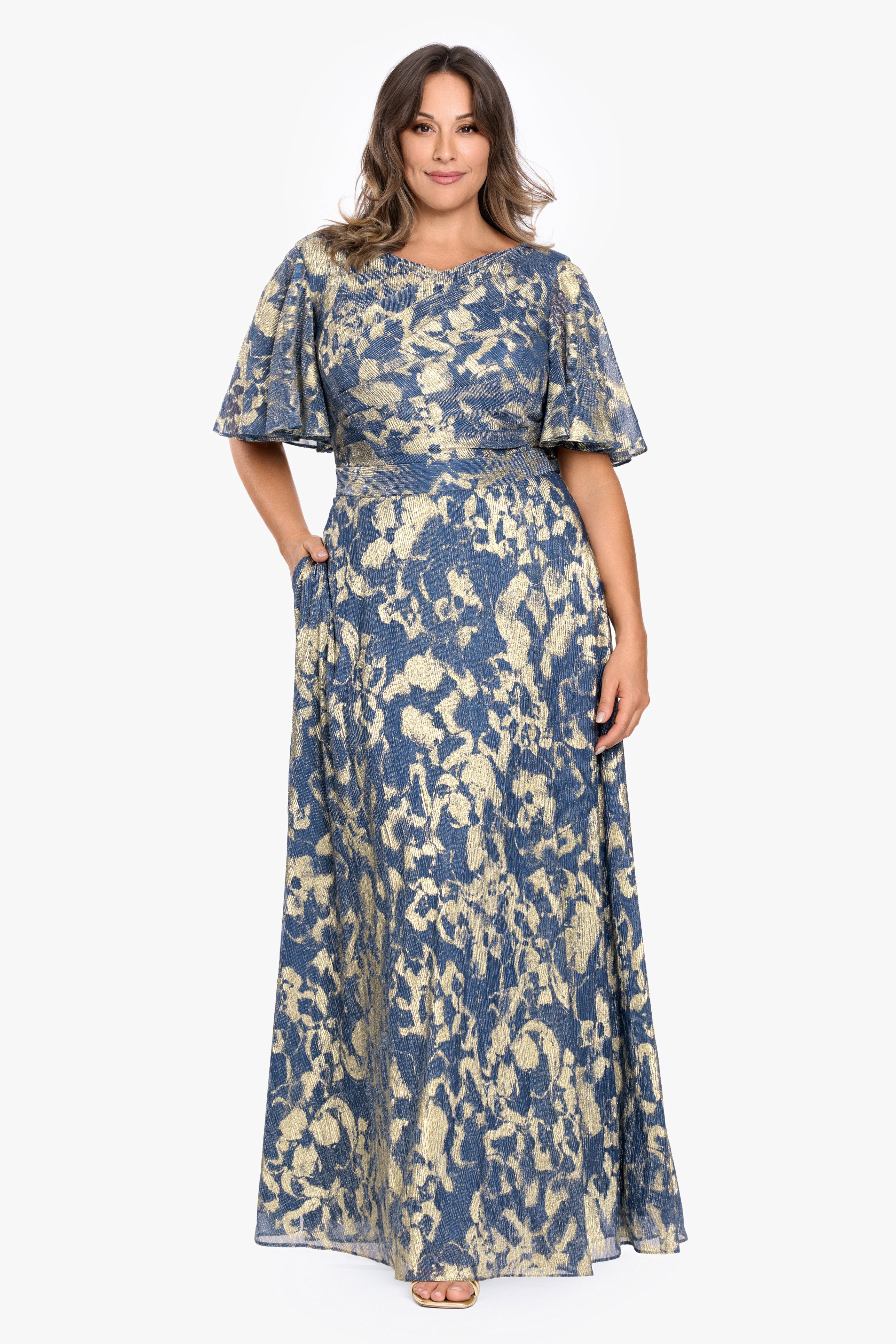 Plus "Juniper" Metallic Knit Short Sleeve Dress