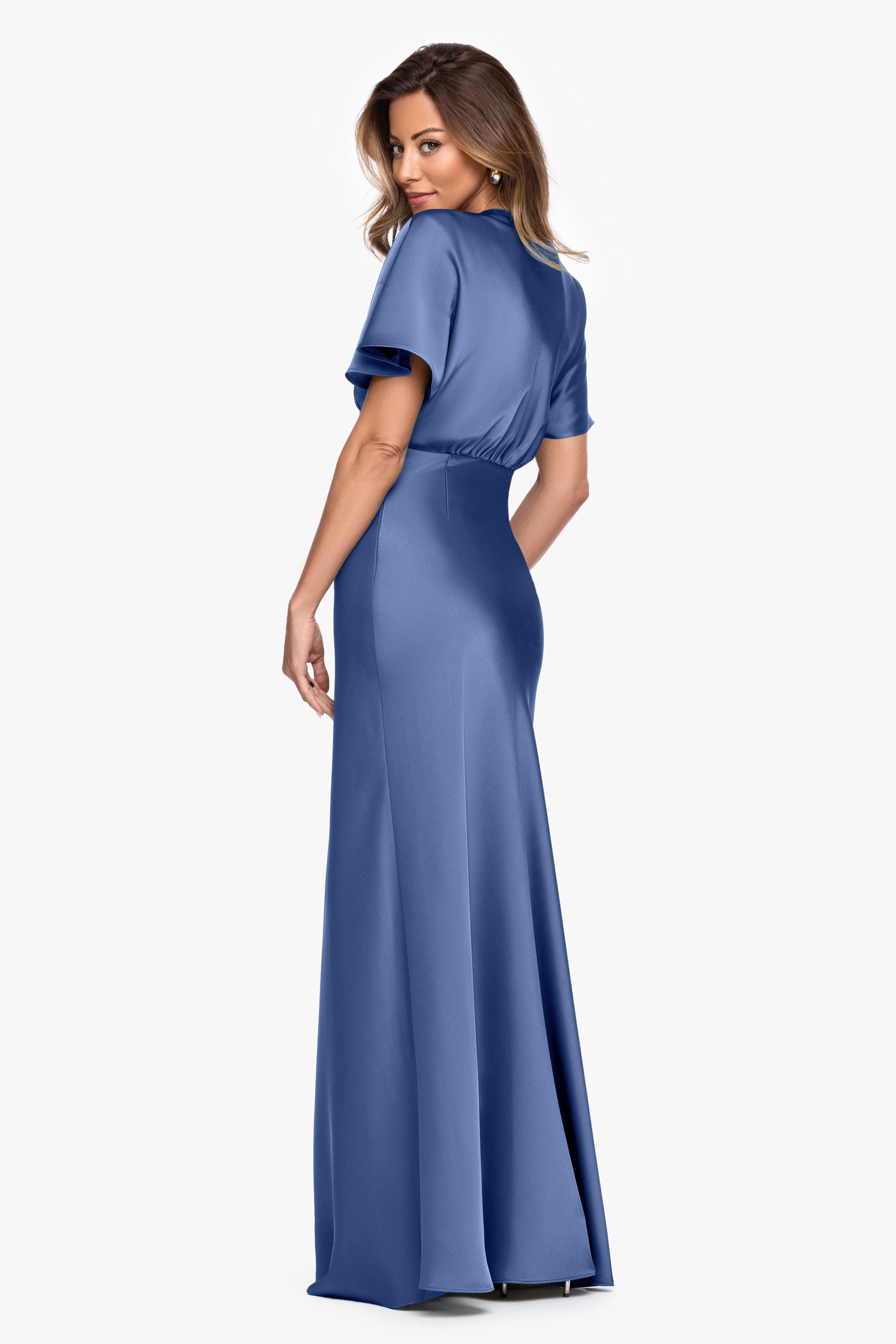 "Sheryl" Satin V-Neck Dress