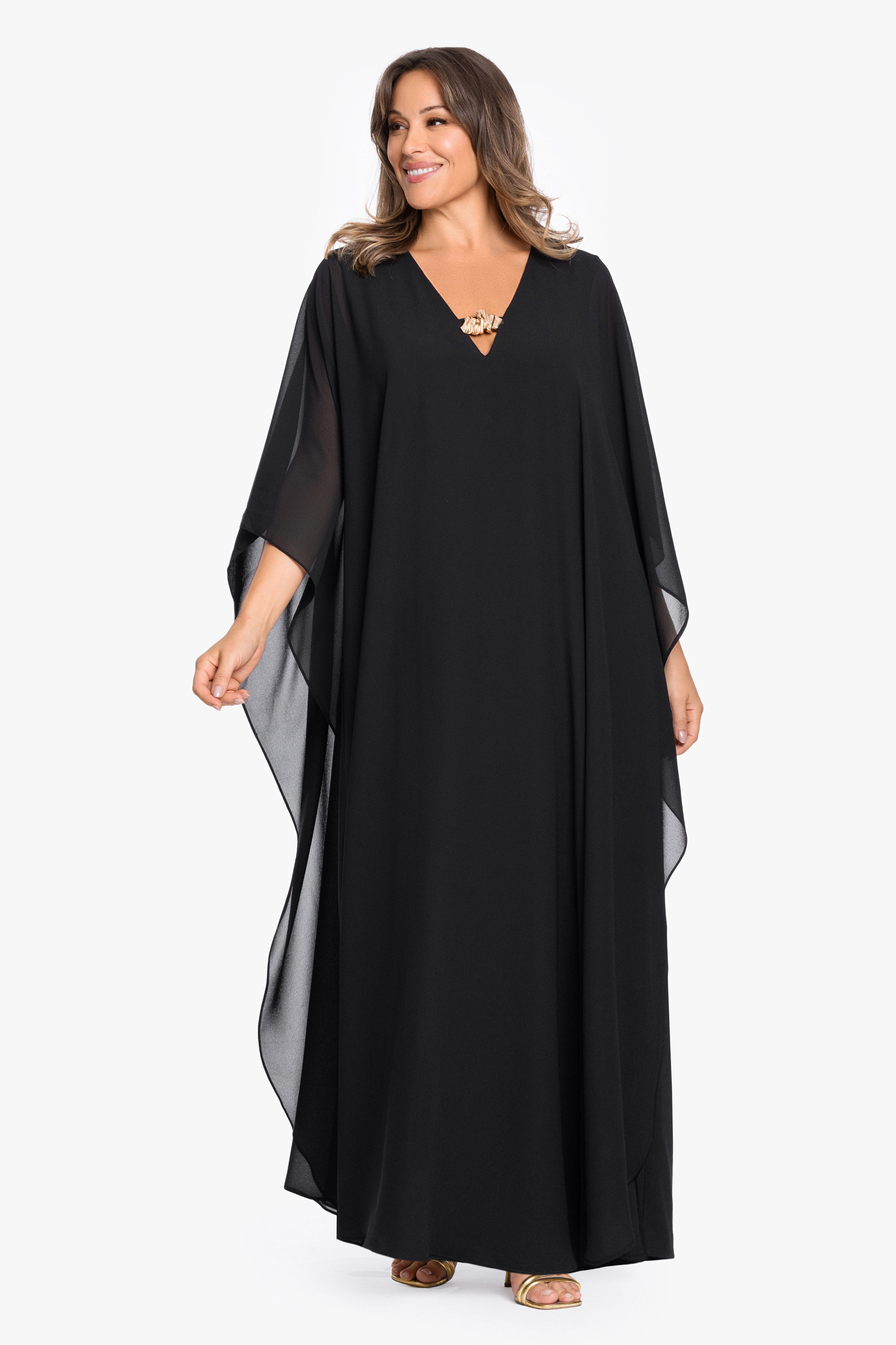 Plus "Katherine" Souffle Chiffon Kaftan Long Dress