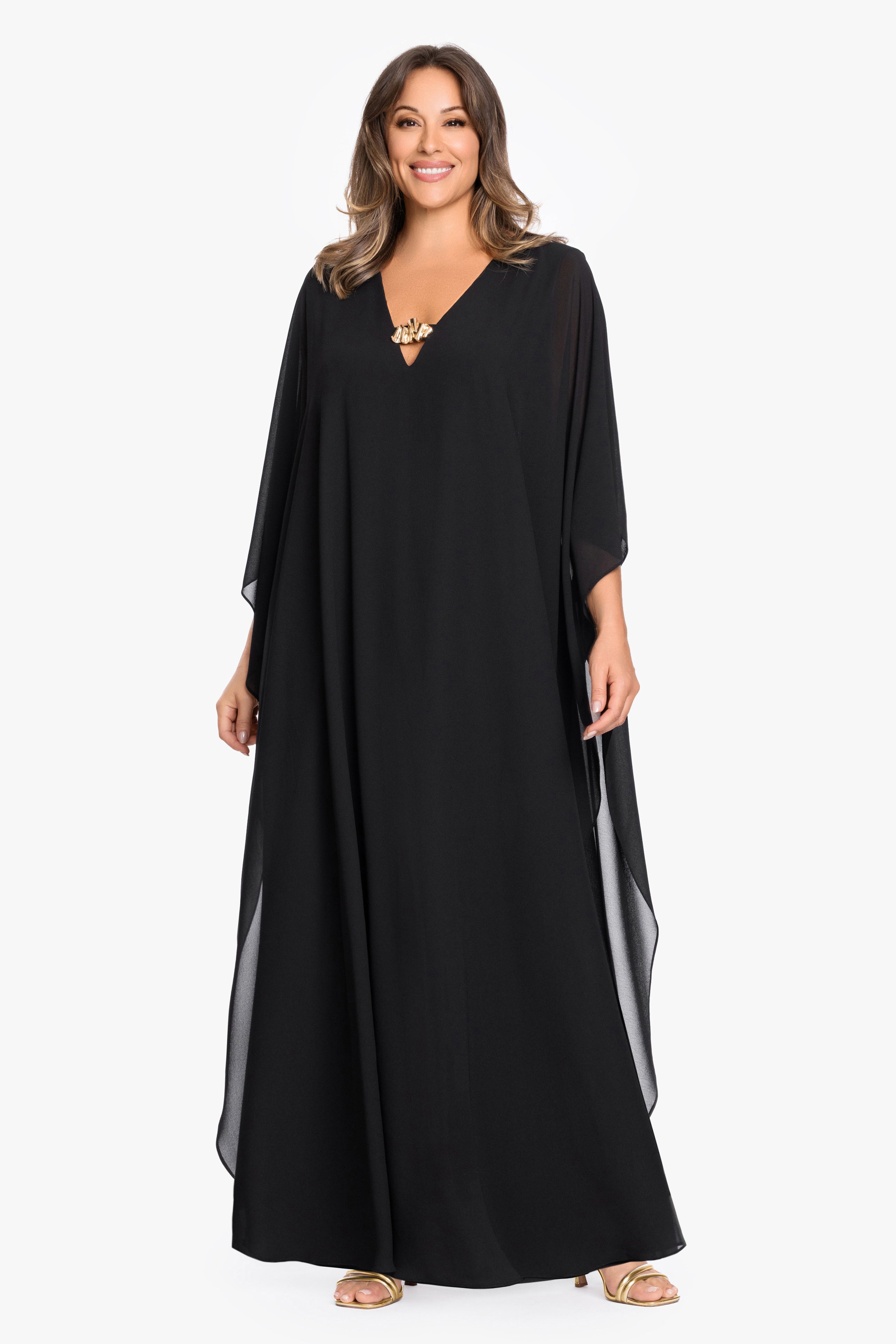 Plus "Katherine" Souffle Chiffon Kaftan Long Dress