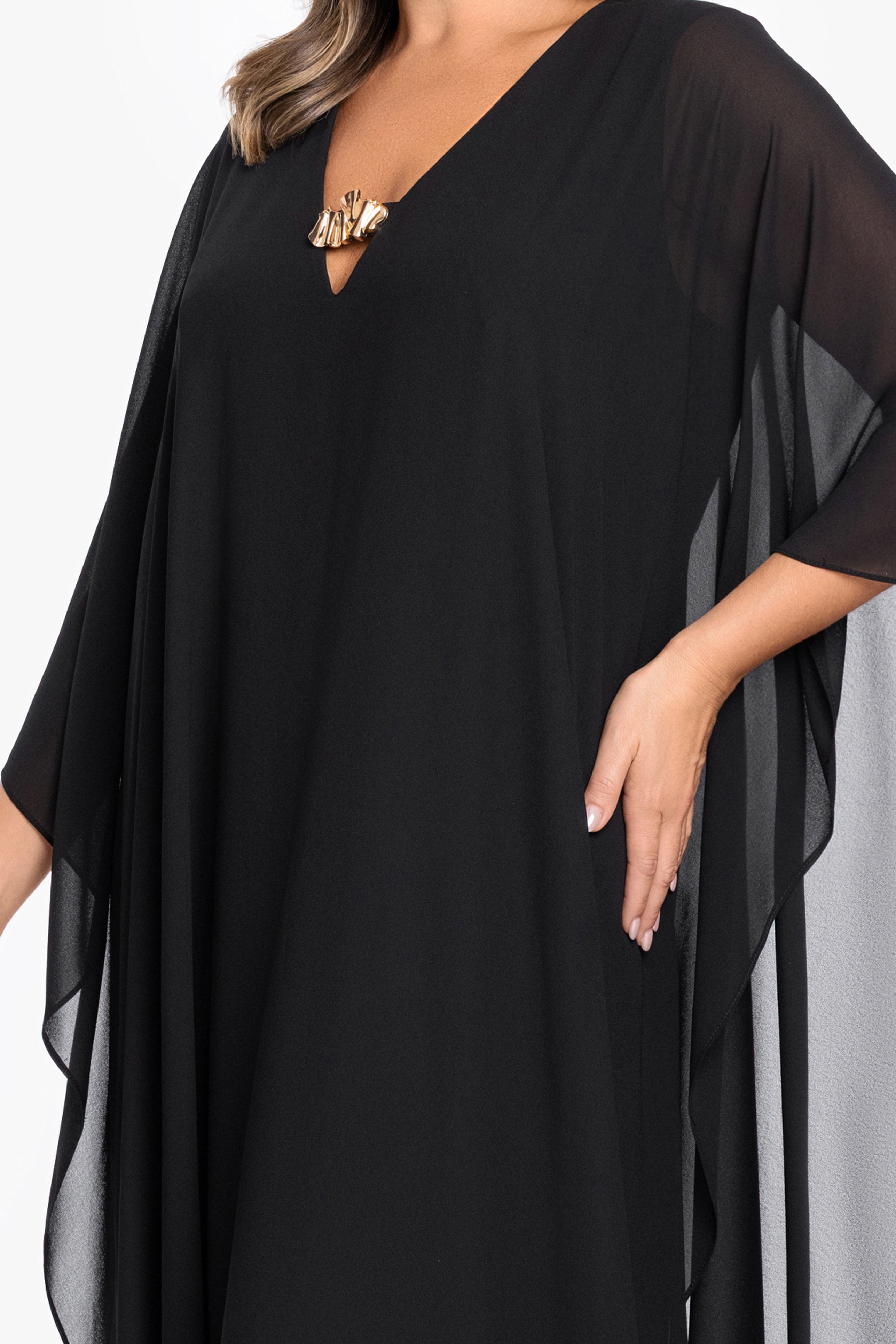 Plus "Katherine" Souffle Chiffon Kaftan Long Dress