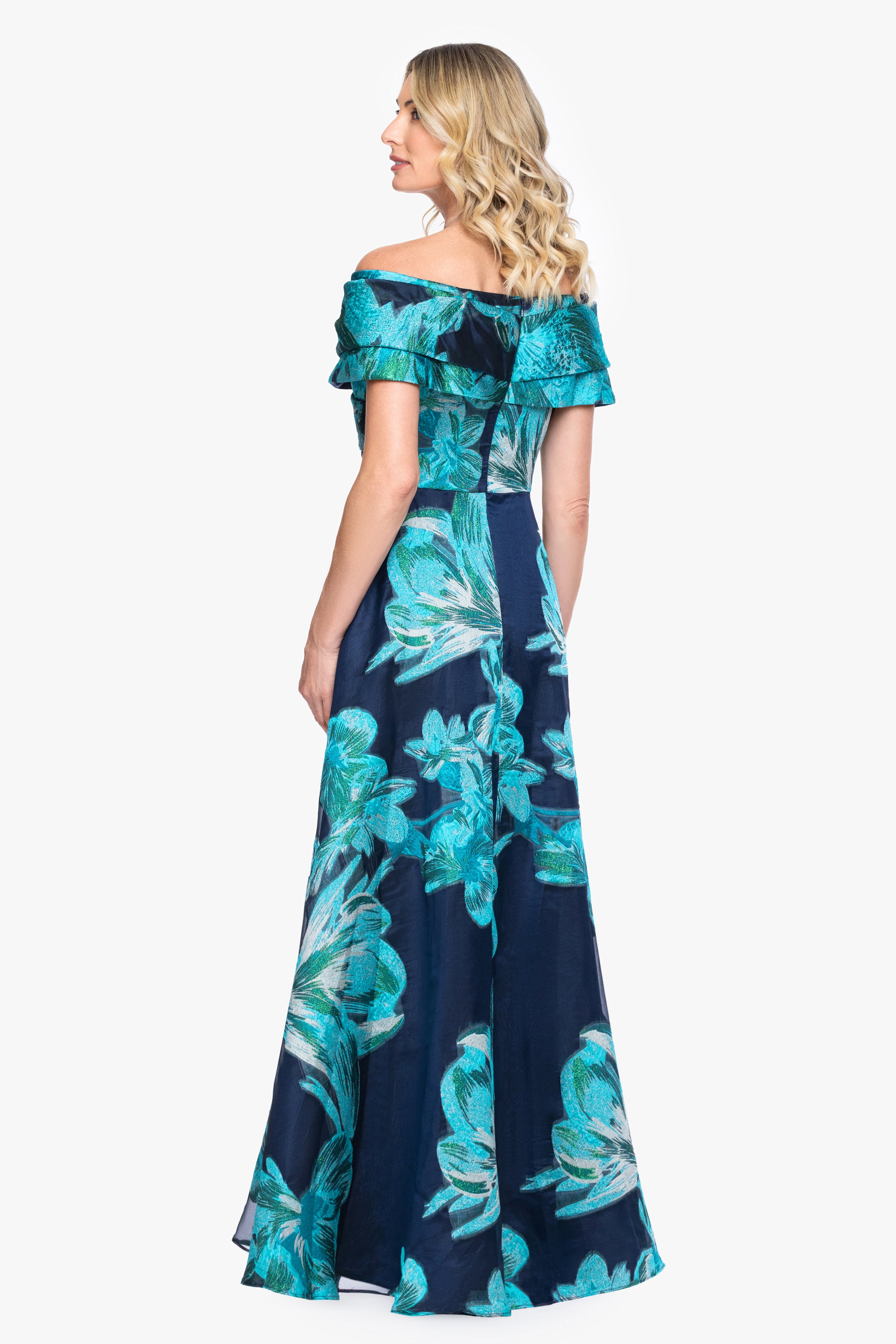 "Liza" Organza Brocade Off The Shoulder Gown