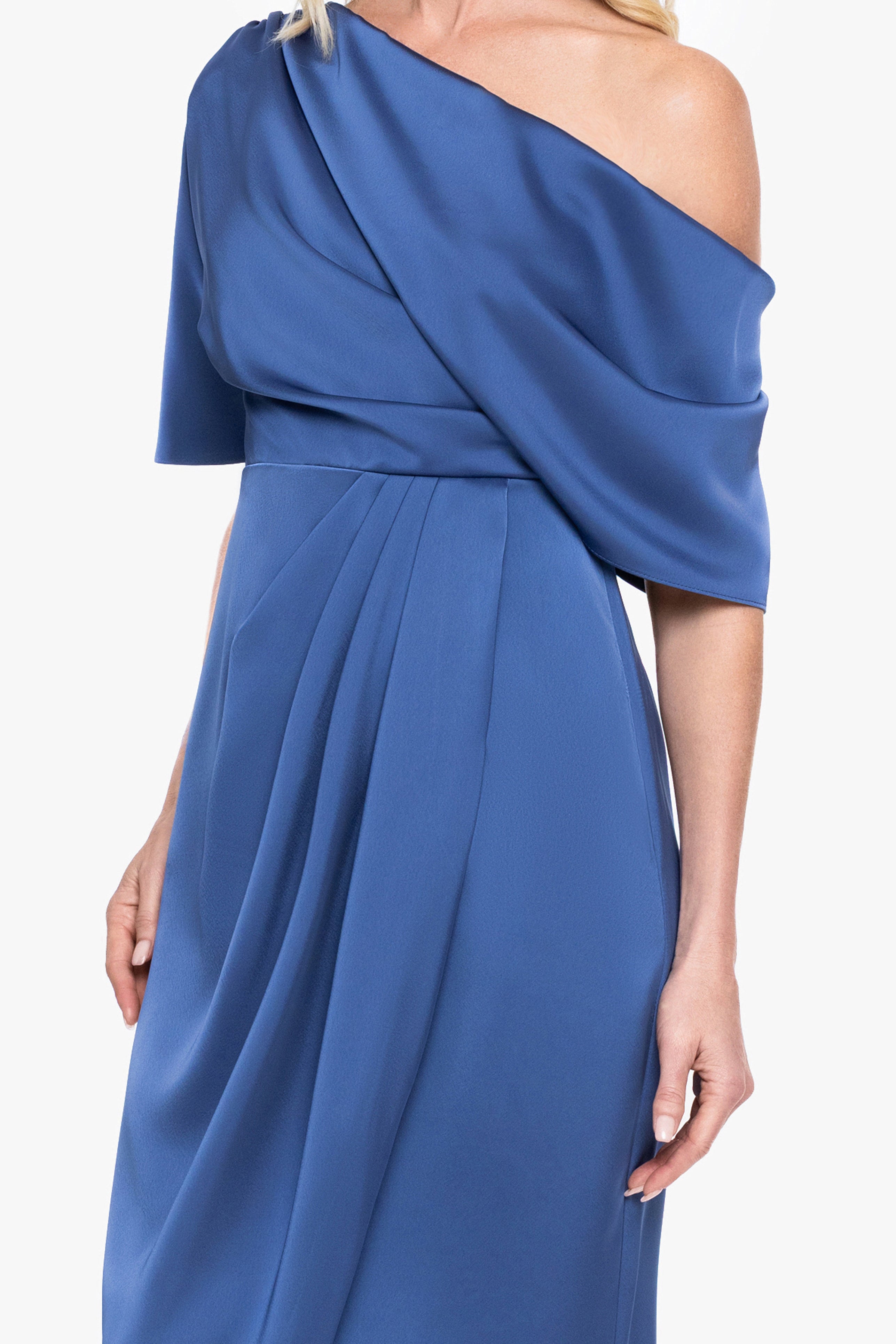 "Sylvie" Satin Short Sleeve Tulip Midi Dress