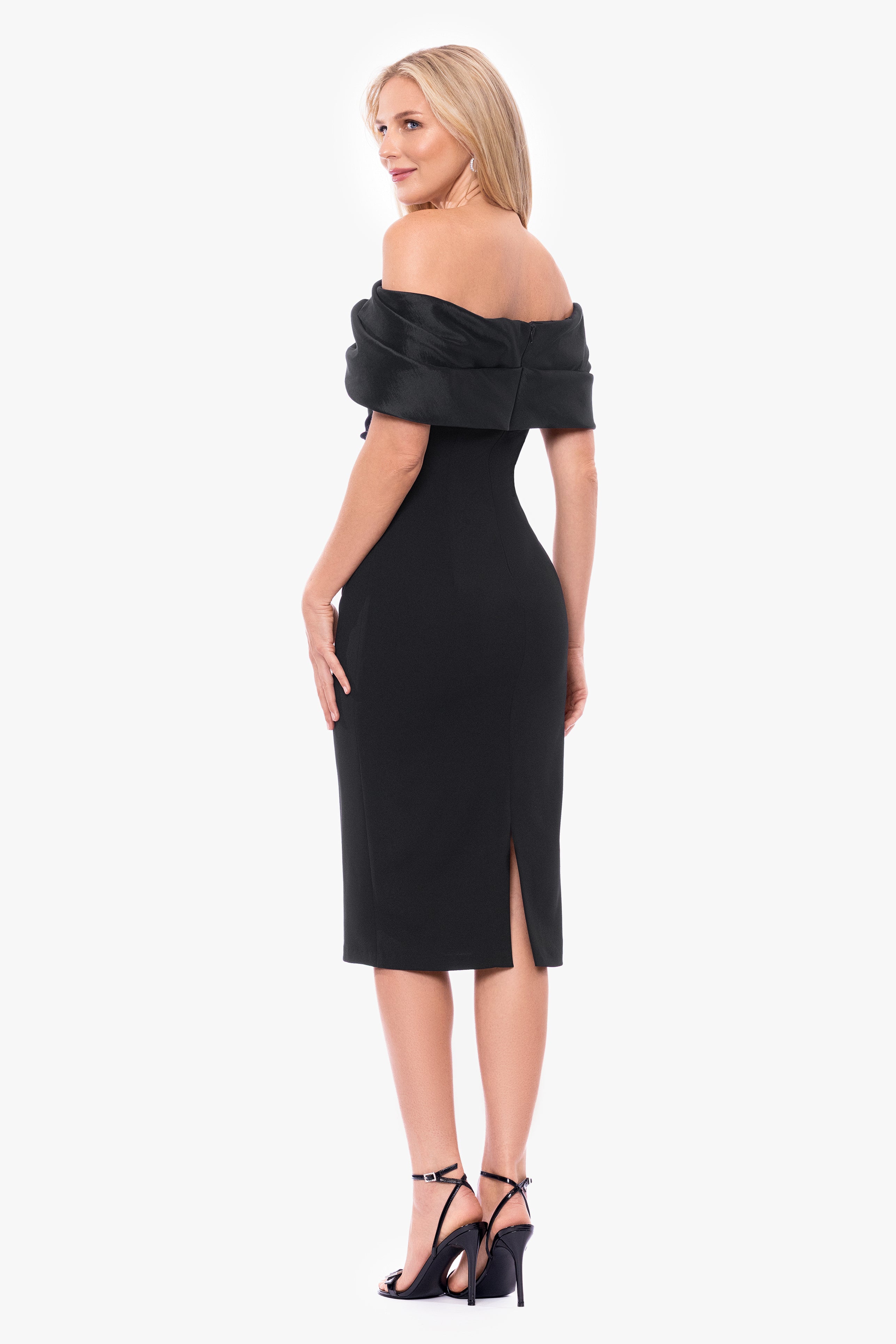 "Sloane" Scuba Crepe Off The Shoulder Short Dress
