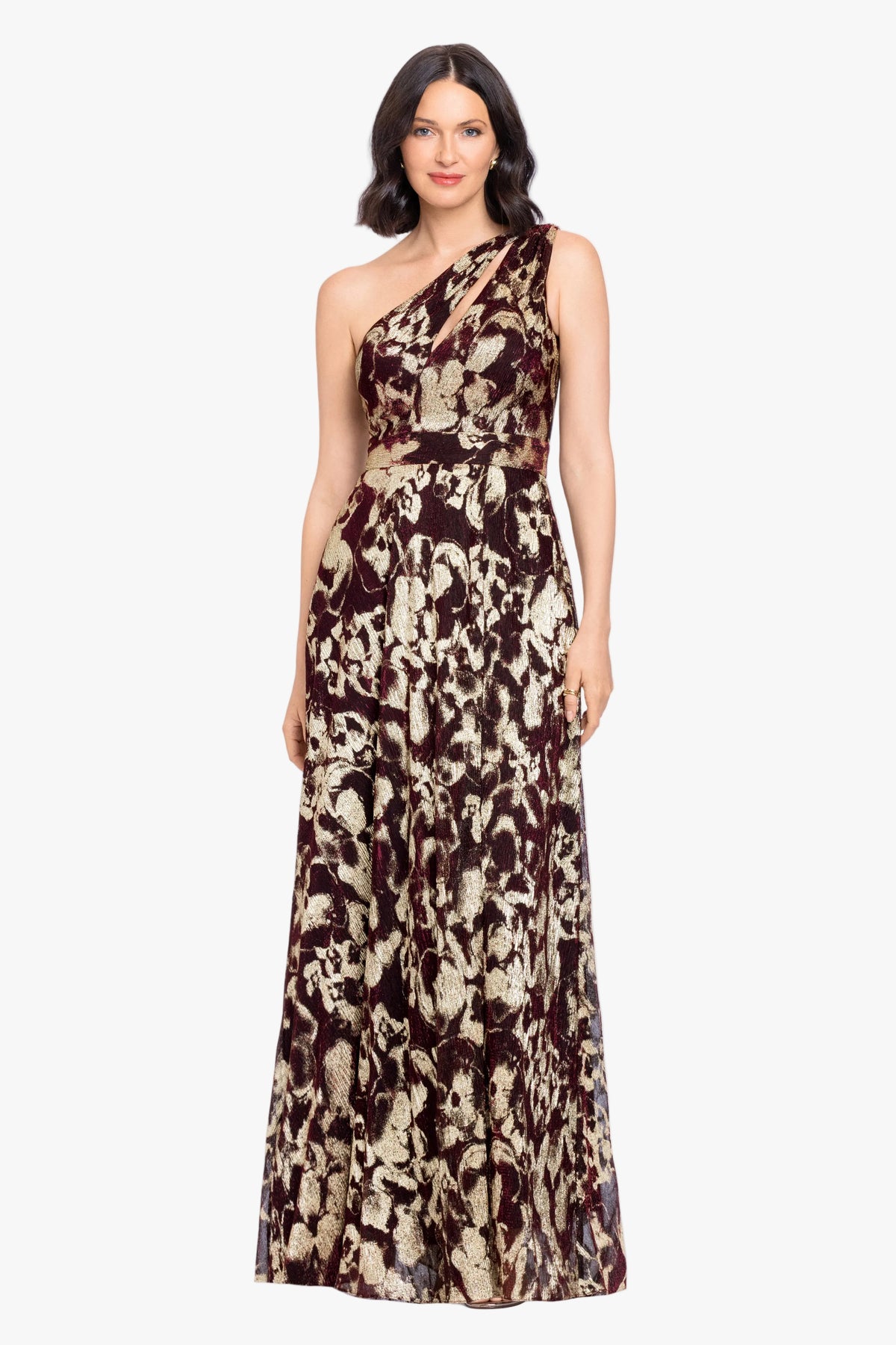 "Sadie" Crinkle Foil One Shoulder Dress