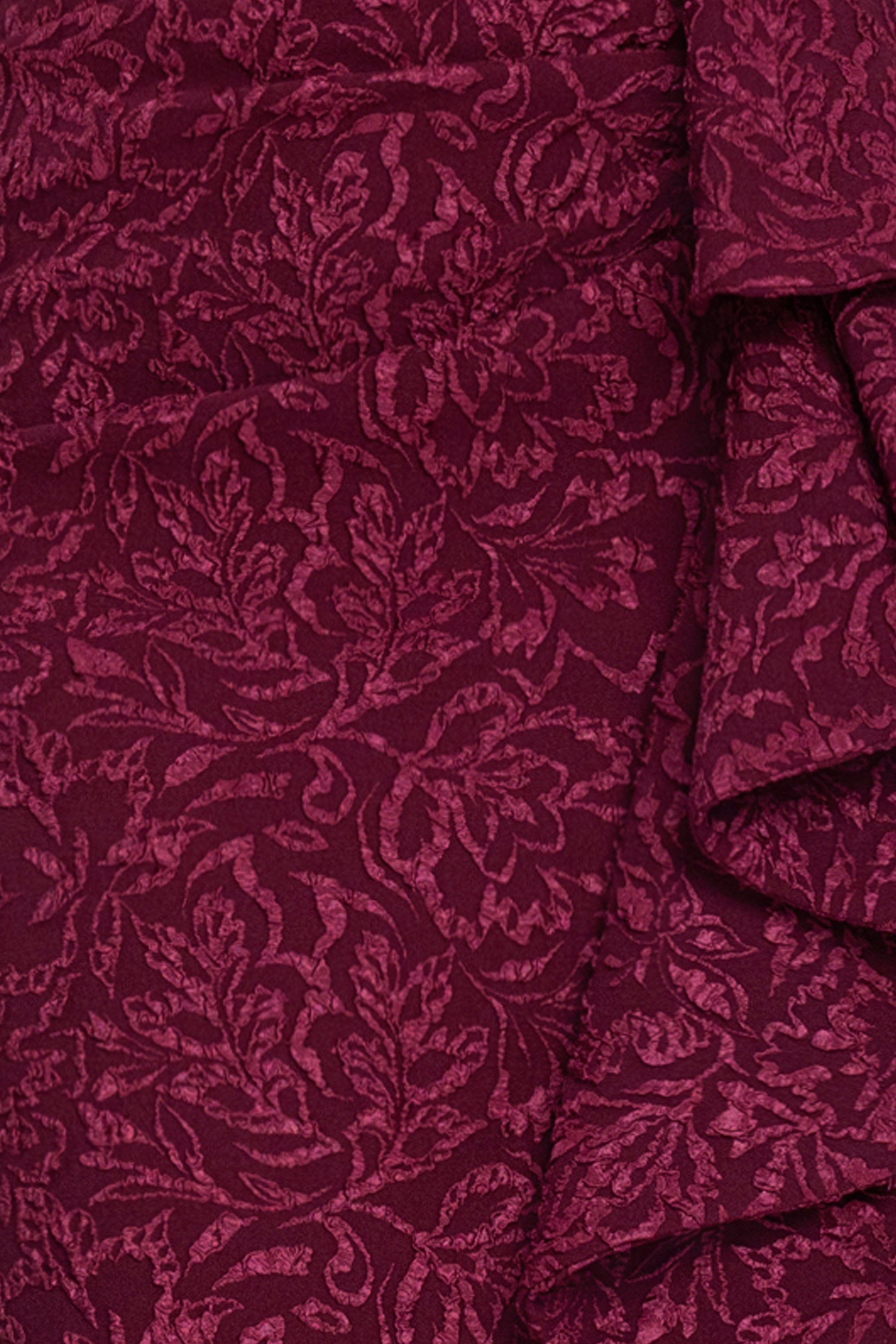 "Rosalia" Brocade One Shoulder Side Ruffle Dress