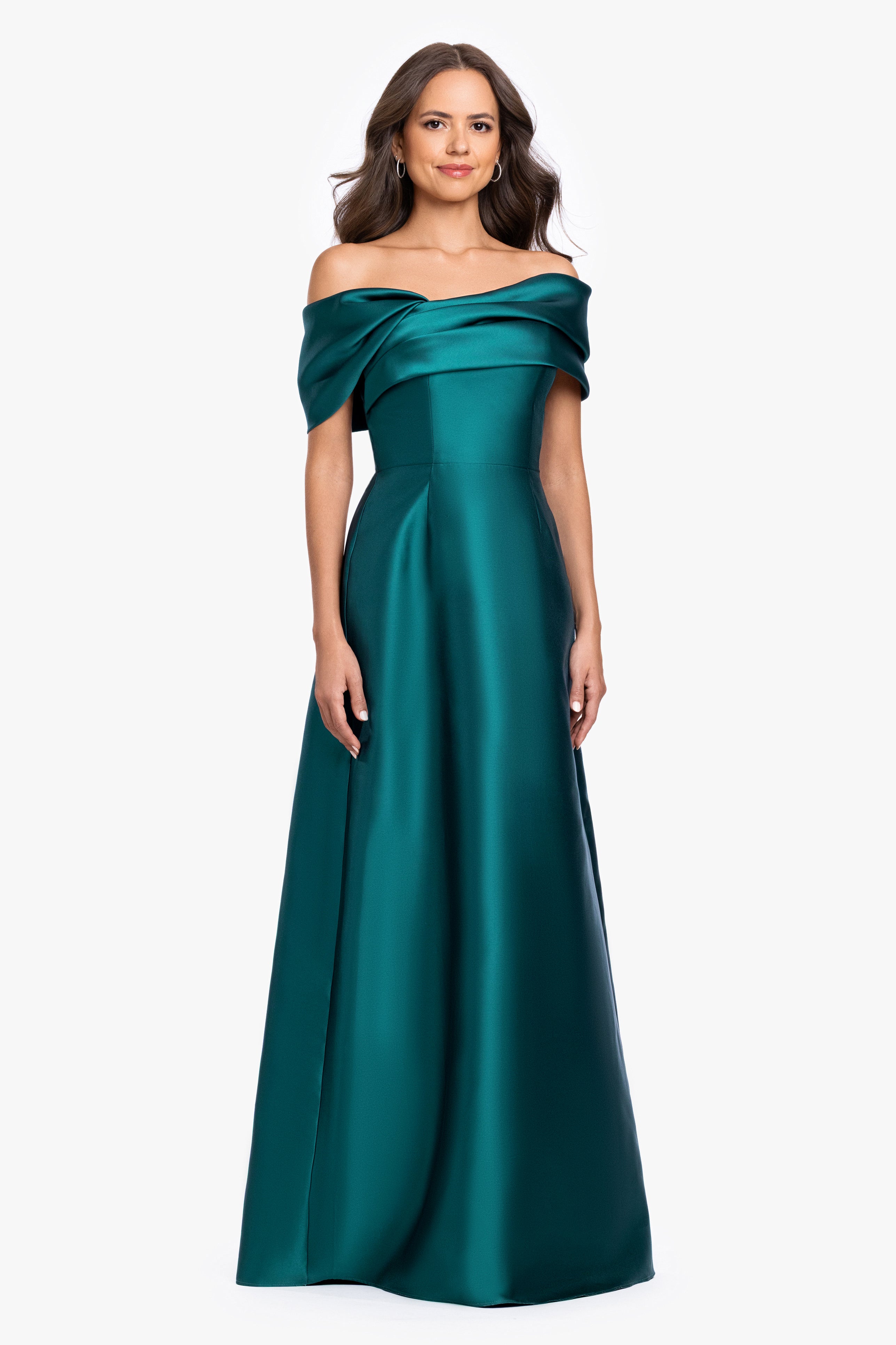 "Yvette" Mikado Off The Shoulder Gown