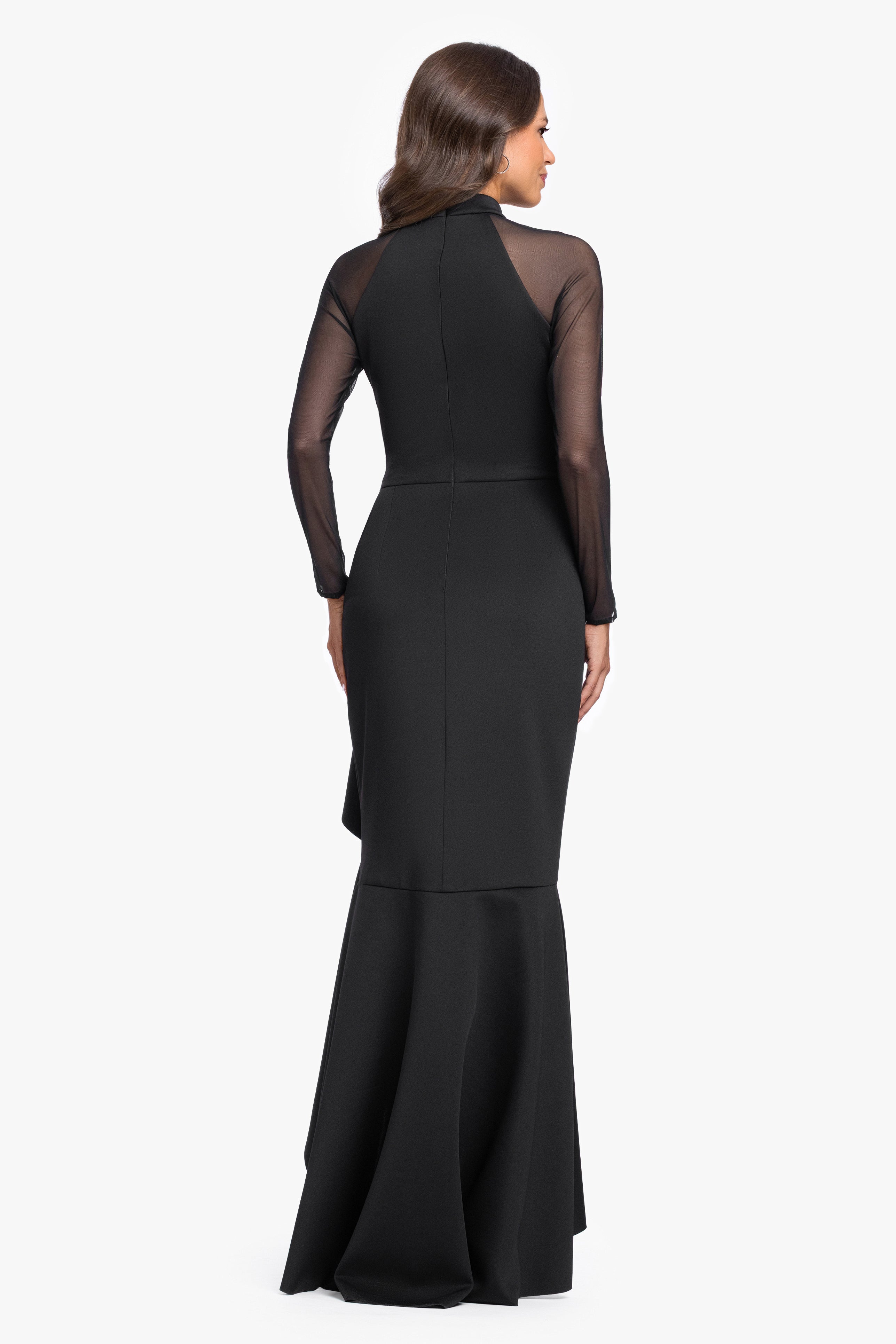 "Blair" Techno Scuba Mesh Long Sleeve Dress